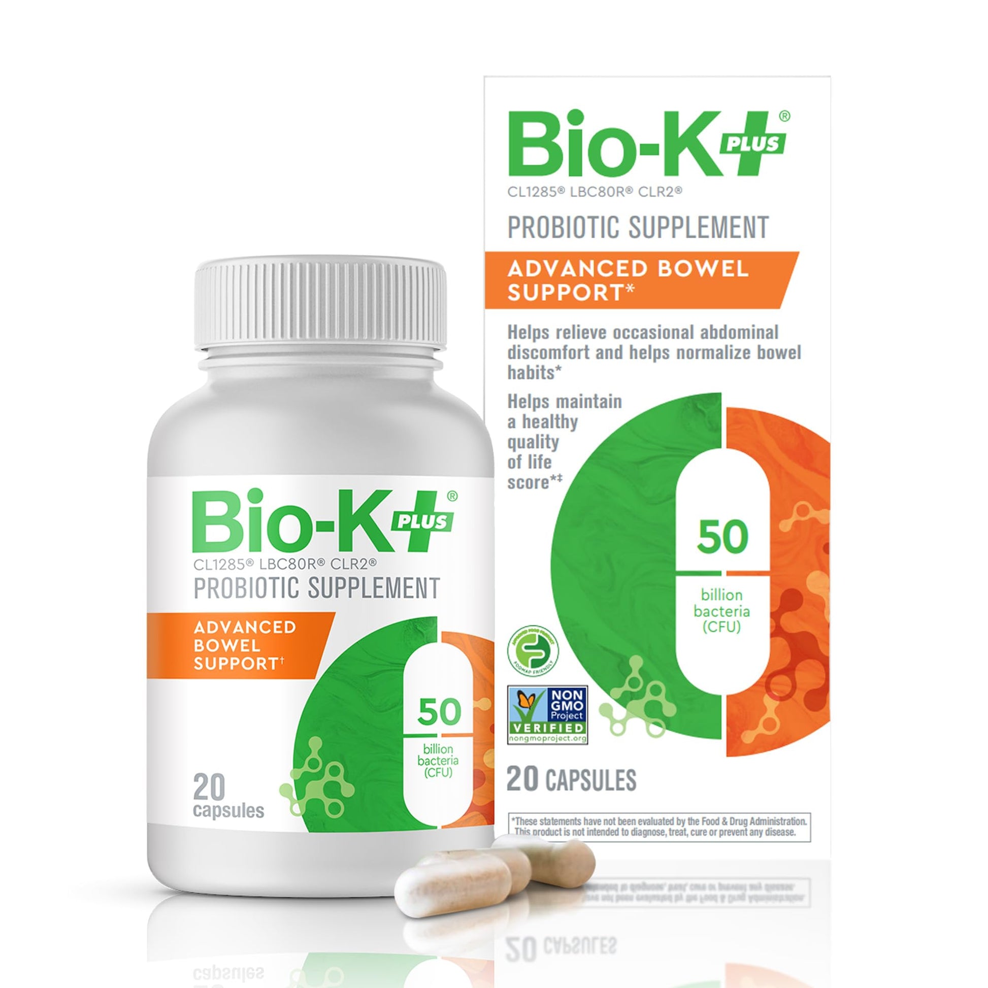 Bio-K+ Probiotic Advanced Bowel Support – 50 Billion CFU – Vegan, Gluten-Free, Non-GMO – Supports Digestive Health & Regularity – for Men & Women – 20 Probiotic Capsules Bio-K Plus buy supplements canada