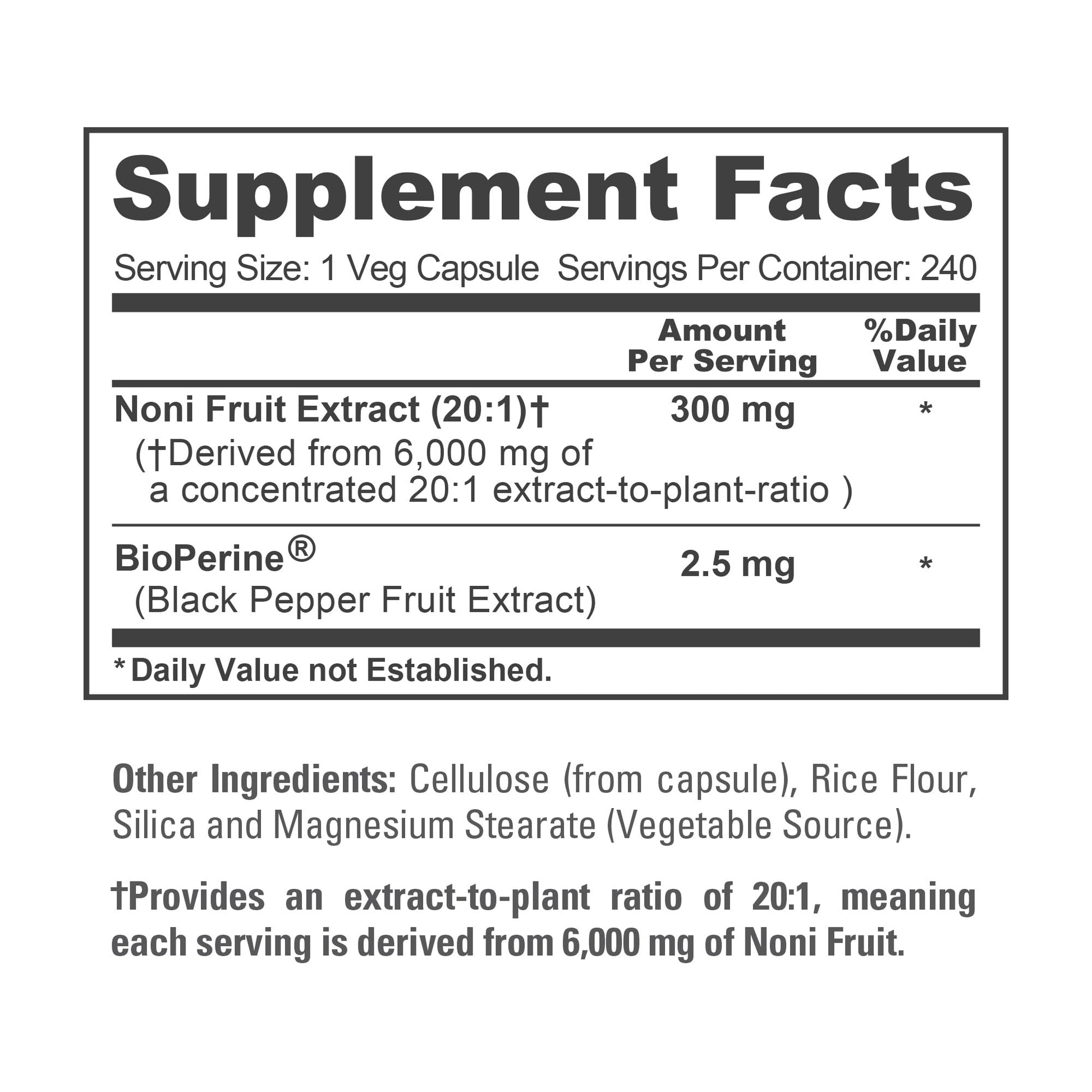 NusaPure Noni Fruit 20:1 Extract, 300 mg Equivalent to 6,000 mg 240 Capsules Suitable for Vegetarian/Vegan, Non-GMO NusaPure buy supplements canada