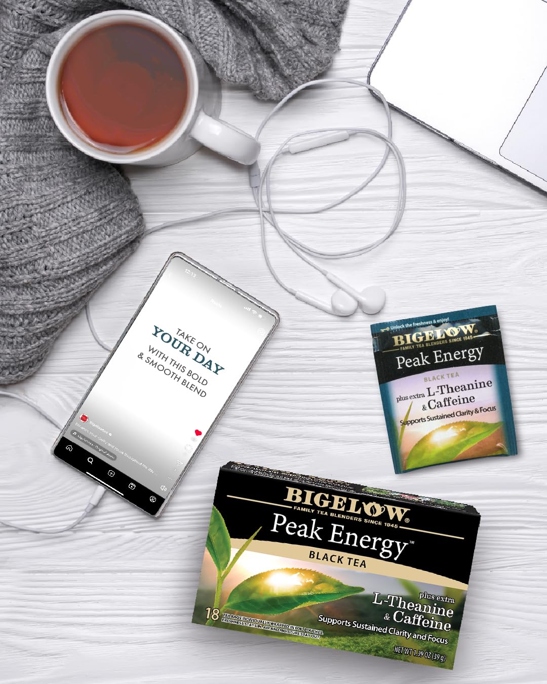 Bigelow Tea Peak Energy plus extra L-Theanine & Caffeine, 18 Count (Pack of 6), 108 Total Tea Bags Bigelow Tea buy supplements canada