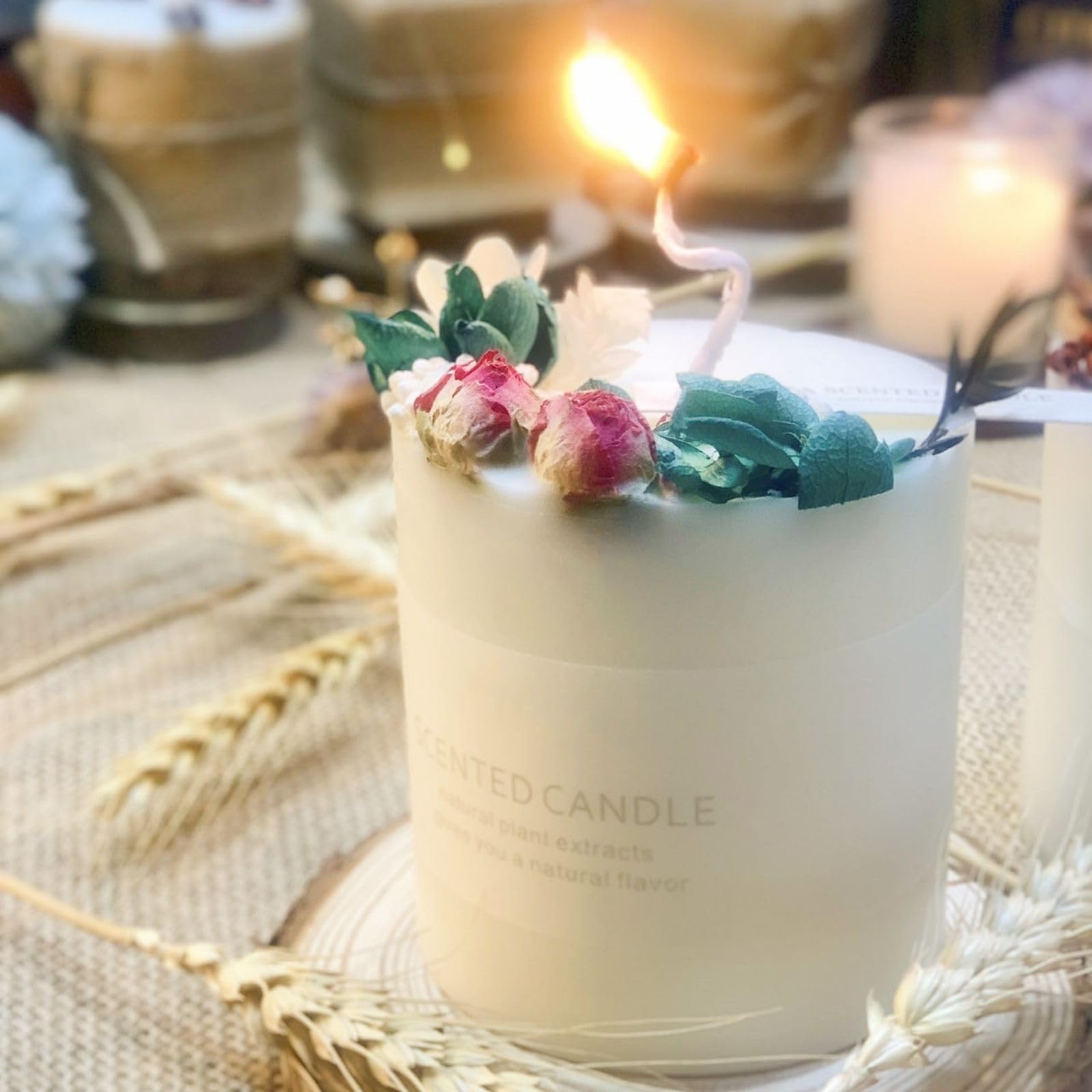 Natural Soy Scented Pillar Candles with Glass, Classic 10 oz Luxury Non Toxic White Bathroom Candle uniqicon buy supplements canada