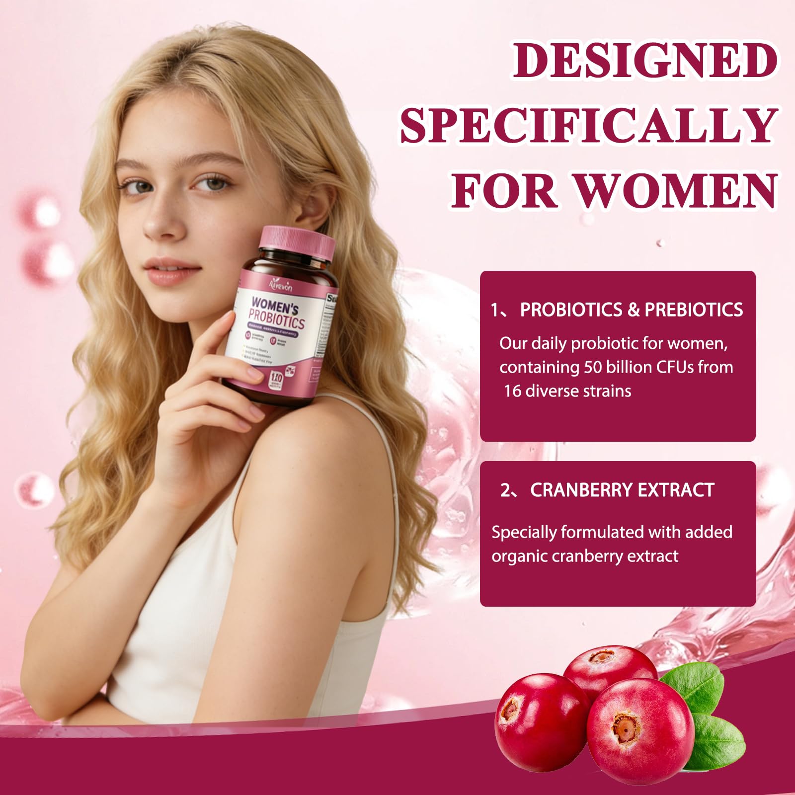 Women Probiotics 50 Billion CFU: Probiotics for Women with Prebiotics & Cranberry, 16 Strain Probiotic Supplement for Digestive Gut Health, Vaginal & Urinary Tract Support Aiwevon buy supplements canada