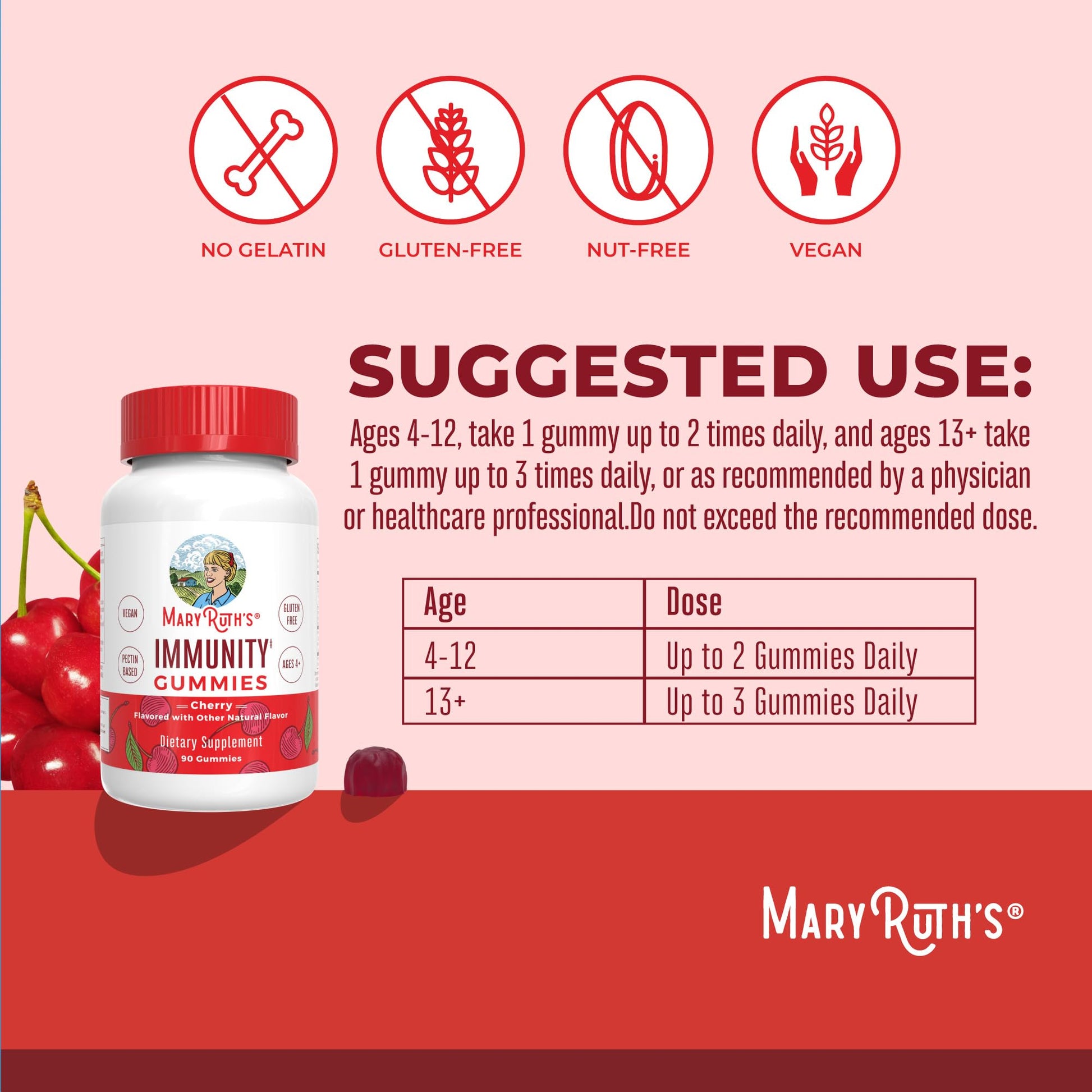 Mary Ruth's 5-1 Immunity Gummies with Elderberry for Kids & Adults | Cherry | Pectin Based | Vegan | 90 Count MARYRUTH'S buy supplements canada