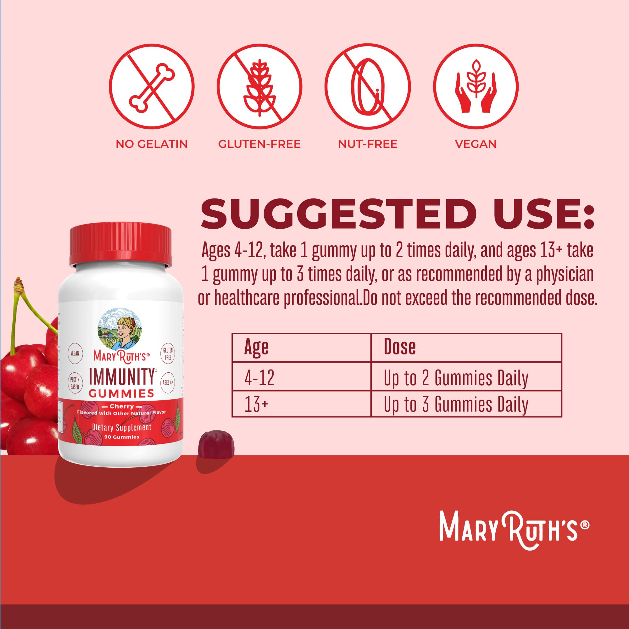 Mary Ruth's 5-1 Immunity Gummies with Elderberry for Kids & Adults | Cherry | Pectin Based | Vegan | 90 Count MARYRUTH'S buy supplements canada