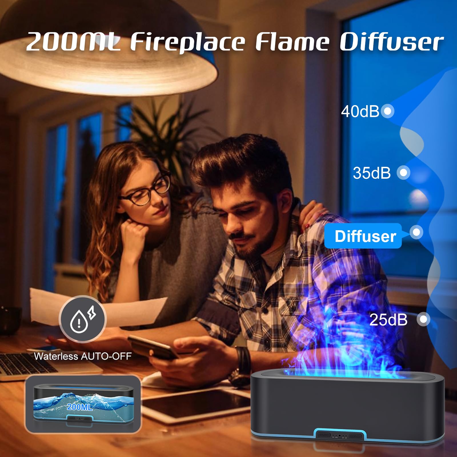 Jpord Flame Fire Essential Oil Diffuser,200ml Aromatherapy Diffuser,Fire Cool Mist Scent Diffuser Jpord buy supplements canada