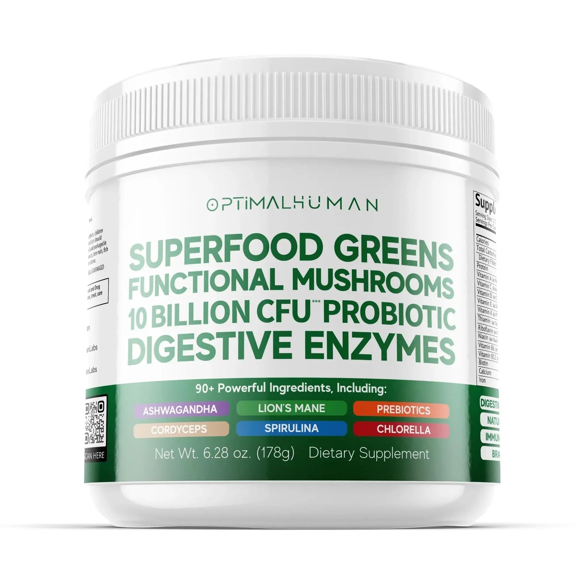 Optimal Human Superfood Greens Powder – 90+ Ingredient Blend with Lion’s Mane Supplement, Ashwagandha & Turmeric O H buy supplements canada