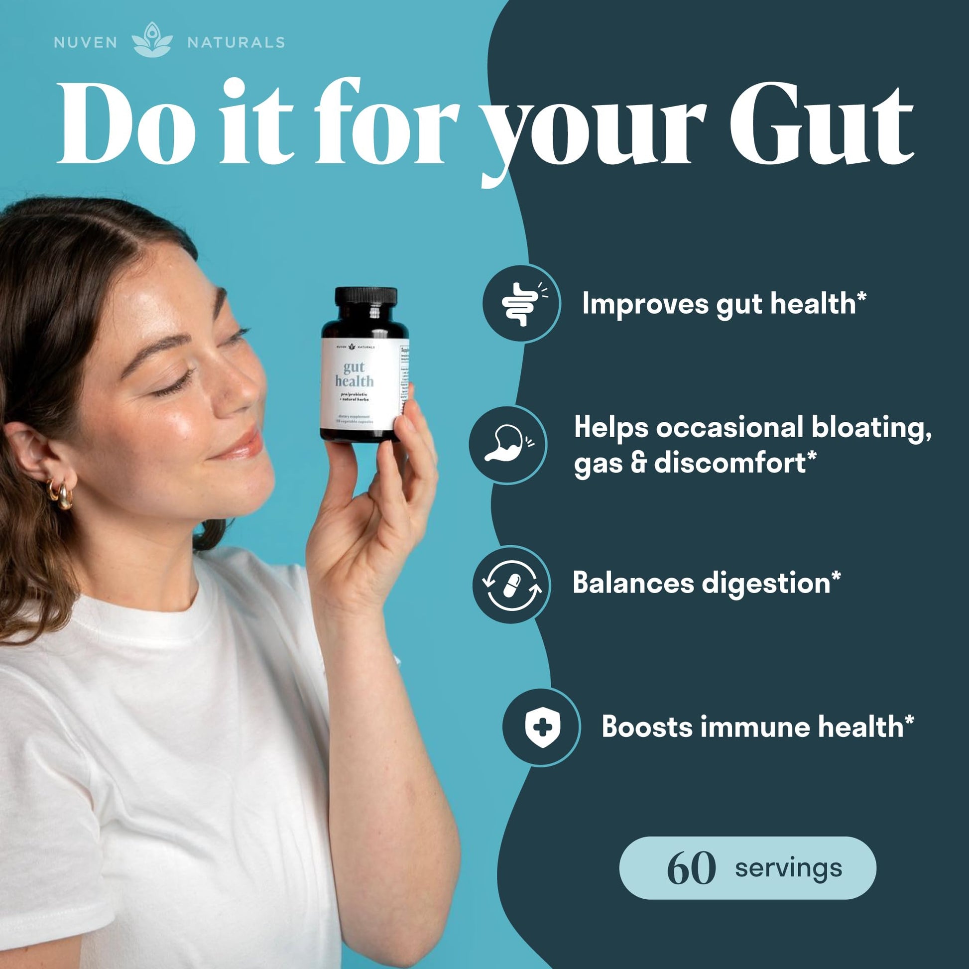 Nuven Naturals All-in-One Gut Health w/Probiotics, Prebiotics, Digestion-Supporting Herbs Nuven Naturals buy supplements canada