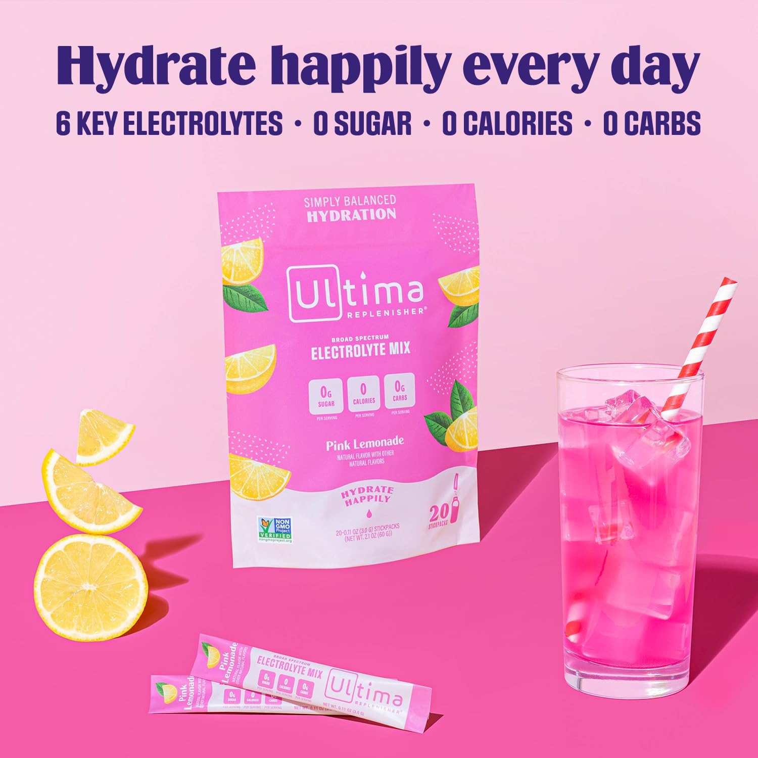Ultima Replenisher Daily Electrolyte Drink Mix – Pink Lemonade, 20 Stickpacks – Hydration Ultima Replenisher buy supplements canada