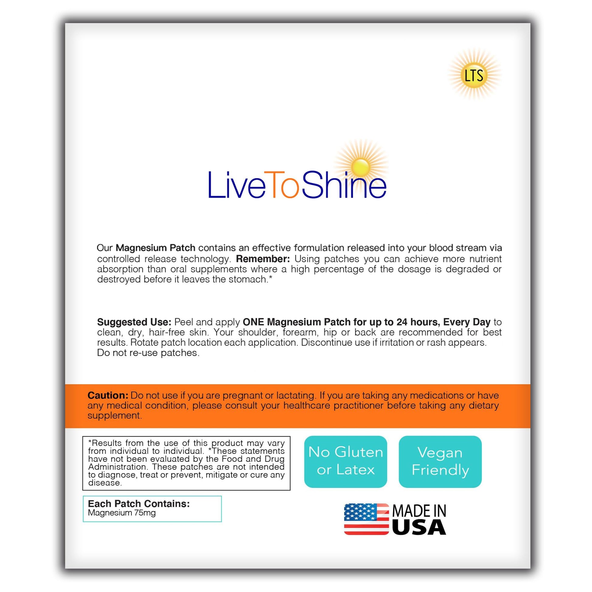 Magnesium Patches for Men and Women - Sleep Support & Relaxation, Muscle Recovery, Nerve Function - USA Made - 30 Premium Fast-Acting, Slow-Release Patches - Live To Shine Live To Shine buy supplements canada