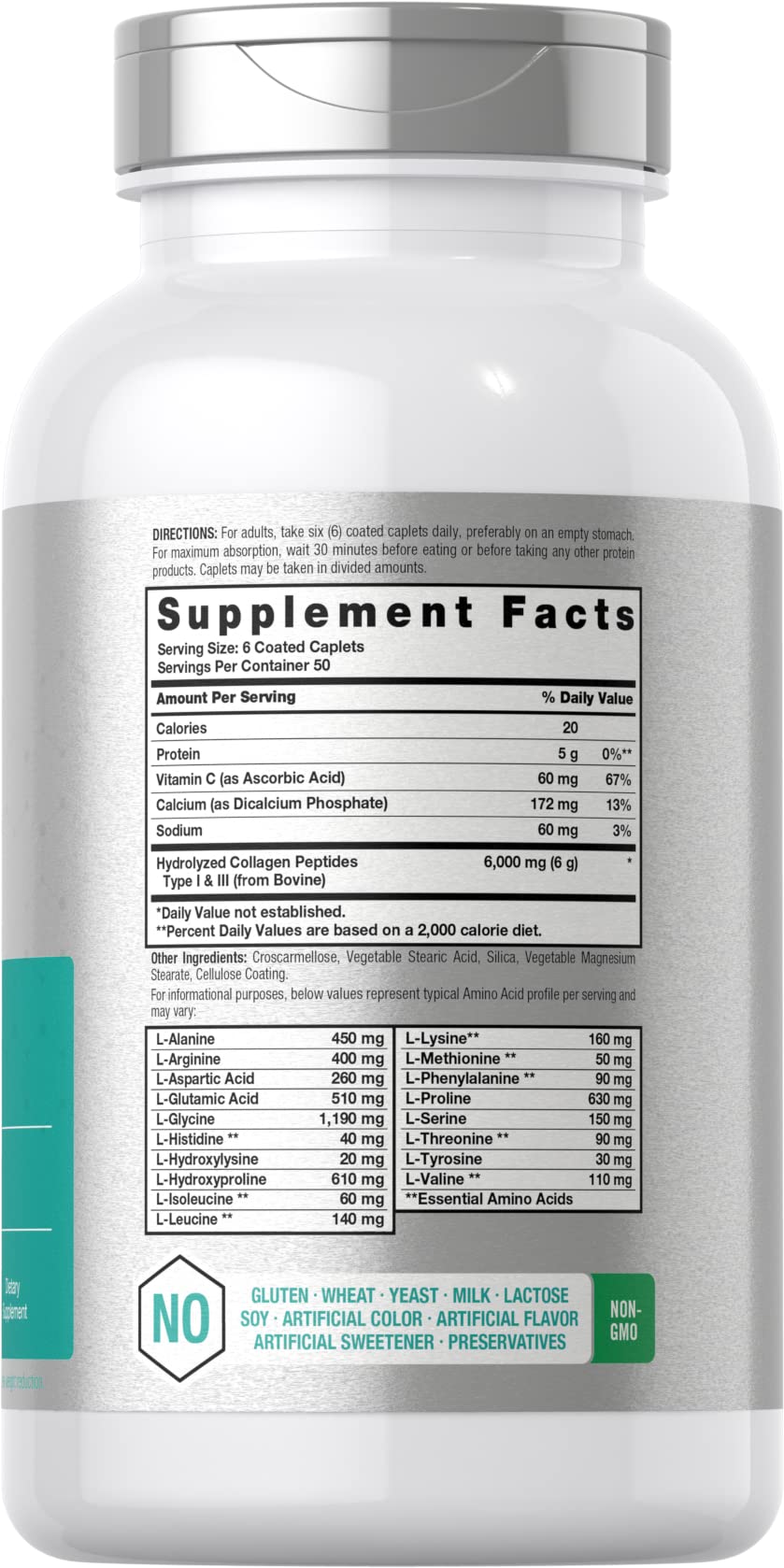 Horbäach Collagen Peptides 6000mg | 300 Caplet Pills | with Vitamin C | Hydrolyzed Collagen Supplement | Non-GMO, Gluten Free Horbäach buy supplements canada