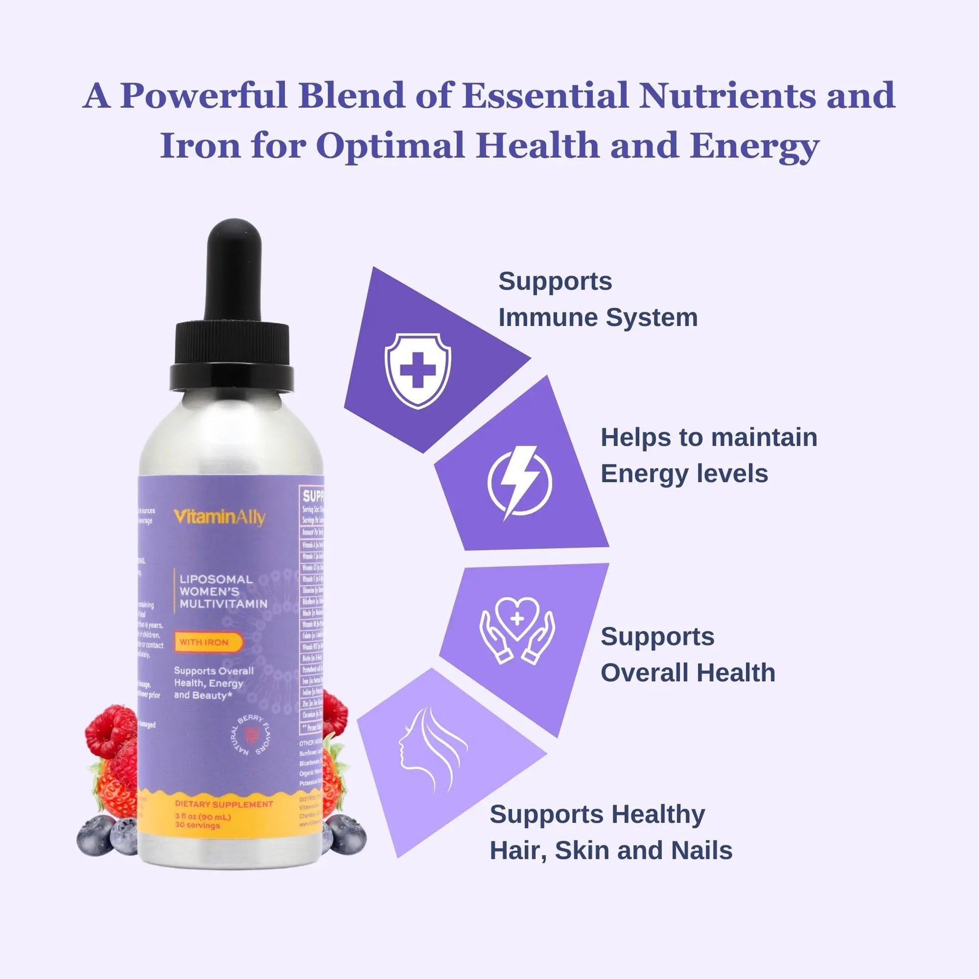 Vitaminally Women's Multivitamin liposomal Liquid Drops with Iron | 30 Day Supply | 3 FL Oz | Non-GMO | Gluten Free | Supports Overall Health, Energy and Beauty Vitaminally buy supplements canada