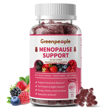 GREENPEOPLE Menopause Supplements for Women Gummies - 16-in-1 Dual Action Menopause Relief W/Black Cohosh, Vitex, Beef Organs for Hormone Balance, Hot Flashes, Night Sweats & Mood, Sugar-Free 60 CT GREENPEOPLE buy supplements canada