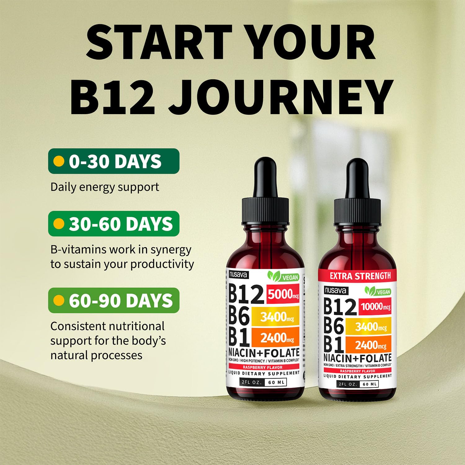 (2 Pack) Vitamin B12 and B6 Liquid Drops, B12 Sublingual Vitamin B Complex - B 12 Vitamin 5000mcg - B12 Methylcobalamin for Energy NUSAVA buy supplements canada