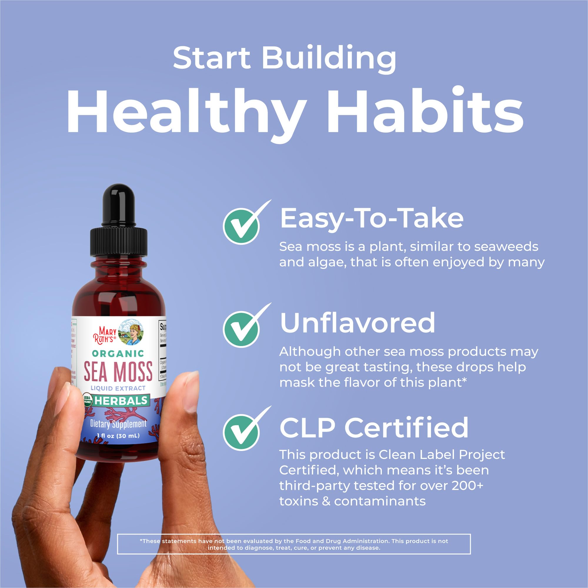 MaryRuth Organics Irish Sea Moss Liquid Drops | Chondrus Crispus | Wild Harvested | Organic Irish Moss Formulated for Adults & Kids Ages 14+ | Unflavored | Sugar Free | Vegan | Non-GMO | 1 Fl Oz MARYRUTH'S buy supplements canada
