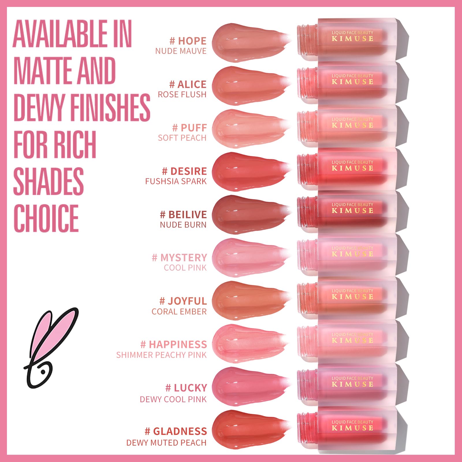 KIMUSE Liquid Blush, Long-Wearing Pigmented Soft Cream Face Blush, Waterproof, Smudge Proof, Dewy Finish KIMUSE buy supplements canada