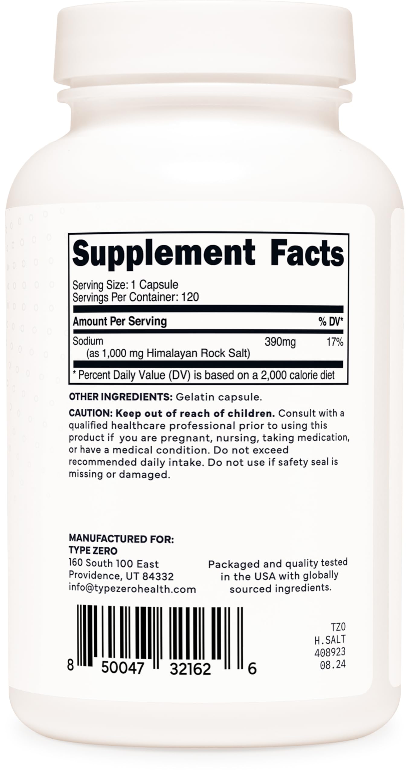 Type Zero Himalayan Rock Salt Capsules (120 Capsules) (1000mg per Serving) Type Zero buy supplements canada
