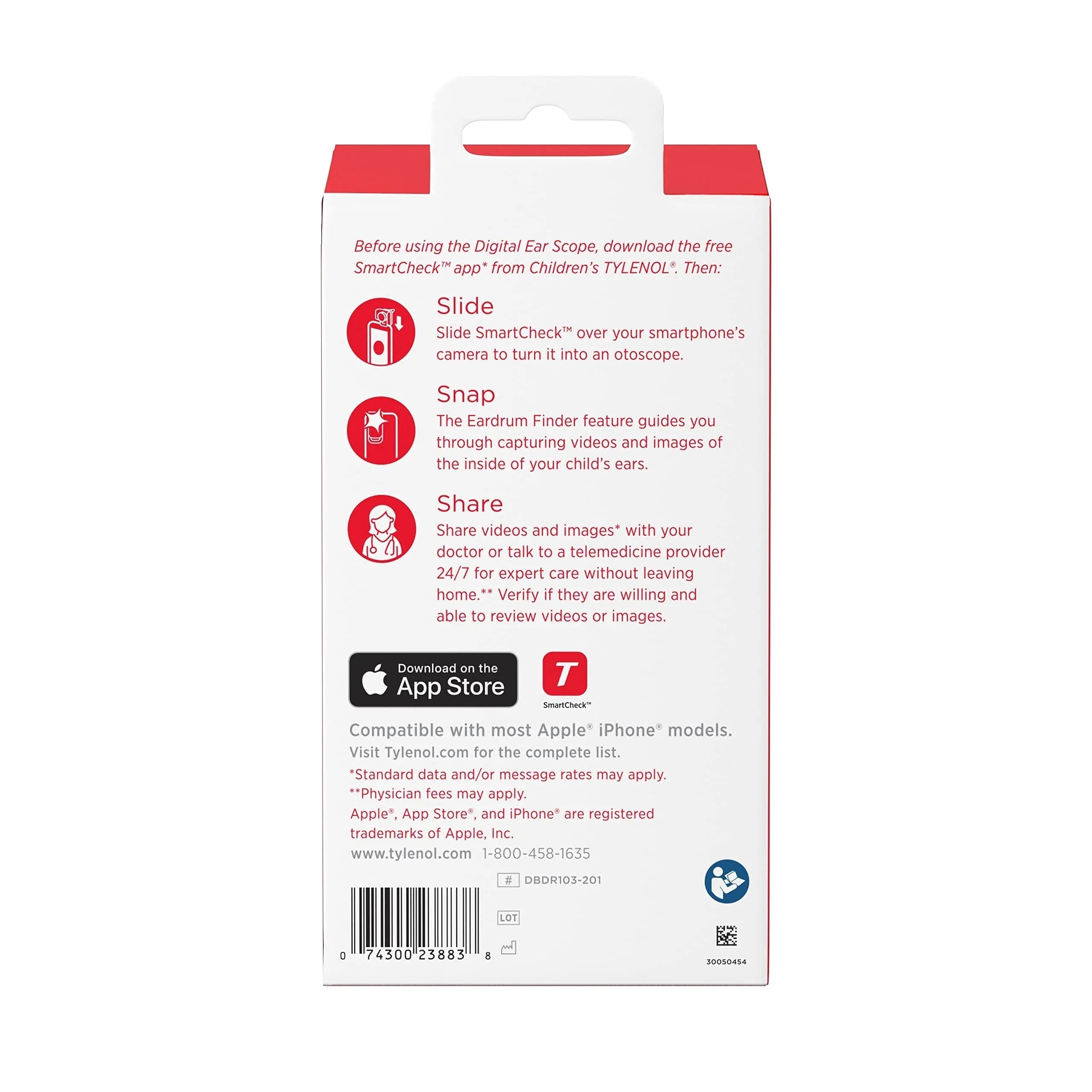 SmartCheck Digital Ear Scope from Children's Tylenol, Otoscope with Light, 1 Otoscope Clamp, 12 Specula Tips + Children's Tylenol Pain + Fever Medicine with Acetaminophen, 8 fl. oz Tylenol buy supplements canada