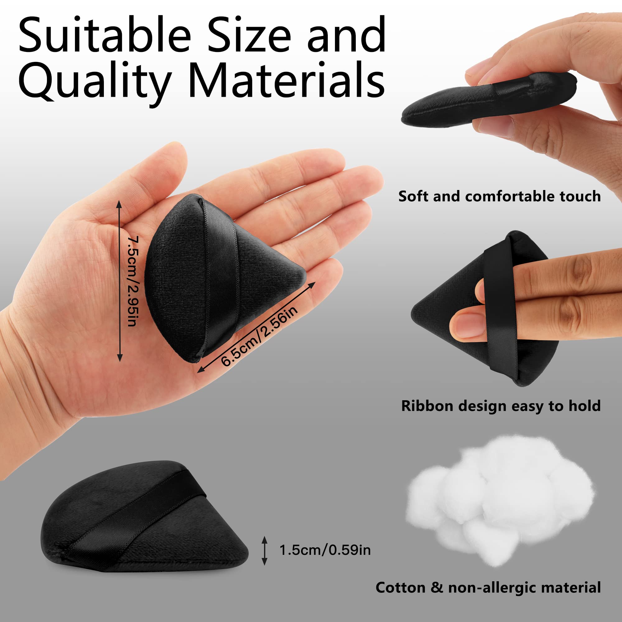 2 Pcs EVAOUXIU Triangle Powder Puff for Face Powder, Soft Plush Setting Makeup Puff, Velour Cosmetic Foundation Blender Sponge Beauty Makeup Tools (Black) EVAOUXIU buy supplements canada