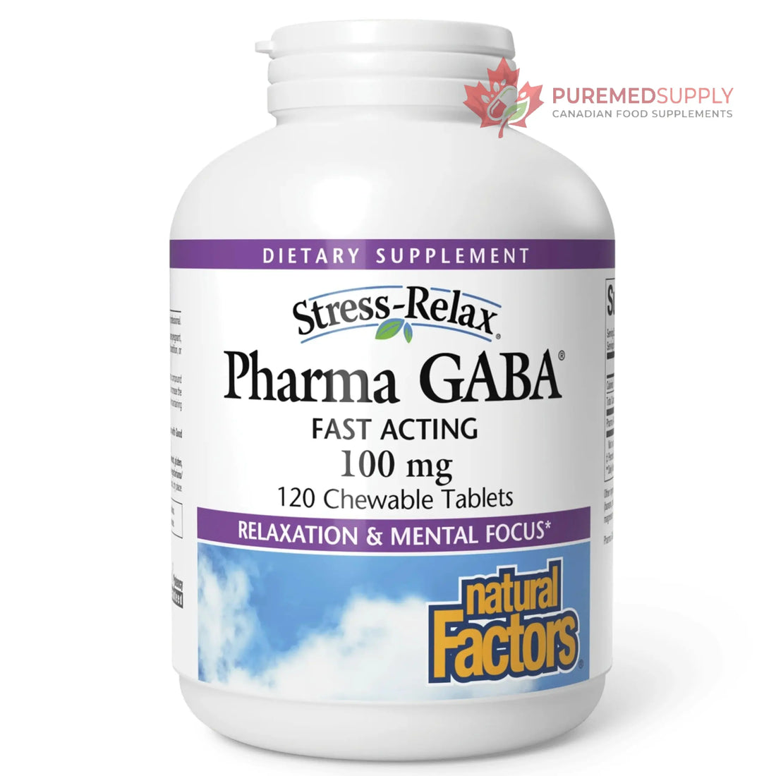 Natural Factors Pharma GABA - Dietary Supplement Supports Calm Sleep & Sleep Quality - Natural, Fast-Working Supplement Aids Focus & Brain Health - 120 Chewable Tablets (60 Servings) Natural Factors buy supplements canada
