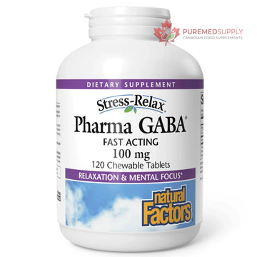 Natural Factors Pharma GABA - Dietary Supplement Supports Calm Sleep & Sleep Quality - Natural, Fast-Working Supplement Aids Focus & Brain Health - 120 Chewable Tablets (60 Servings) Natural Factors buy supplements canada
