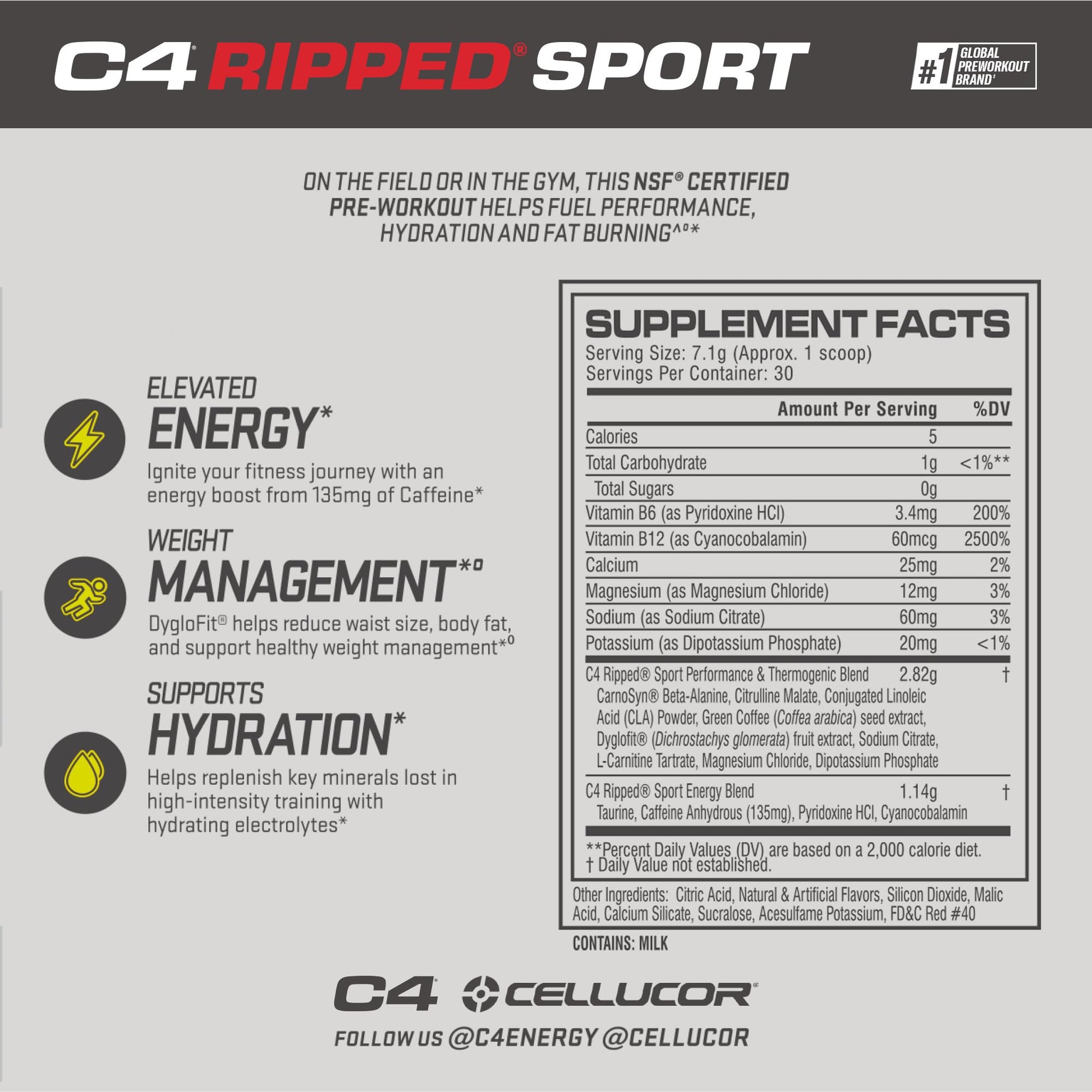 C4 Ripped Sport Pre Workout Powder Fruit Punch - NSF Certified for Sport + Sugar Free Cellucor buy supplements canada