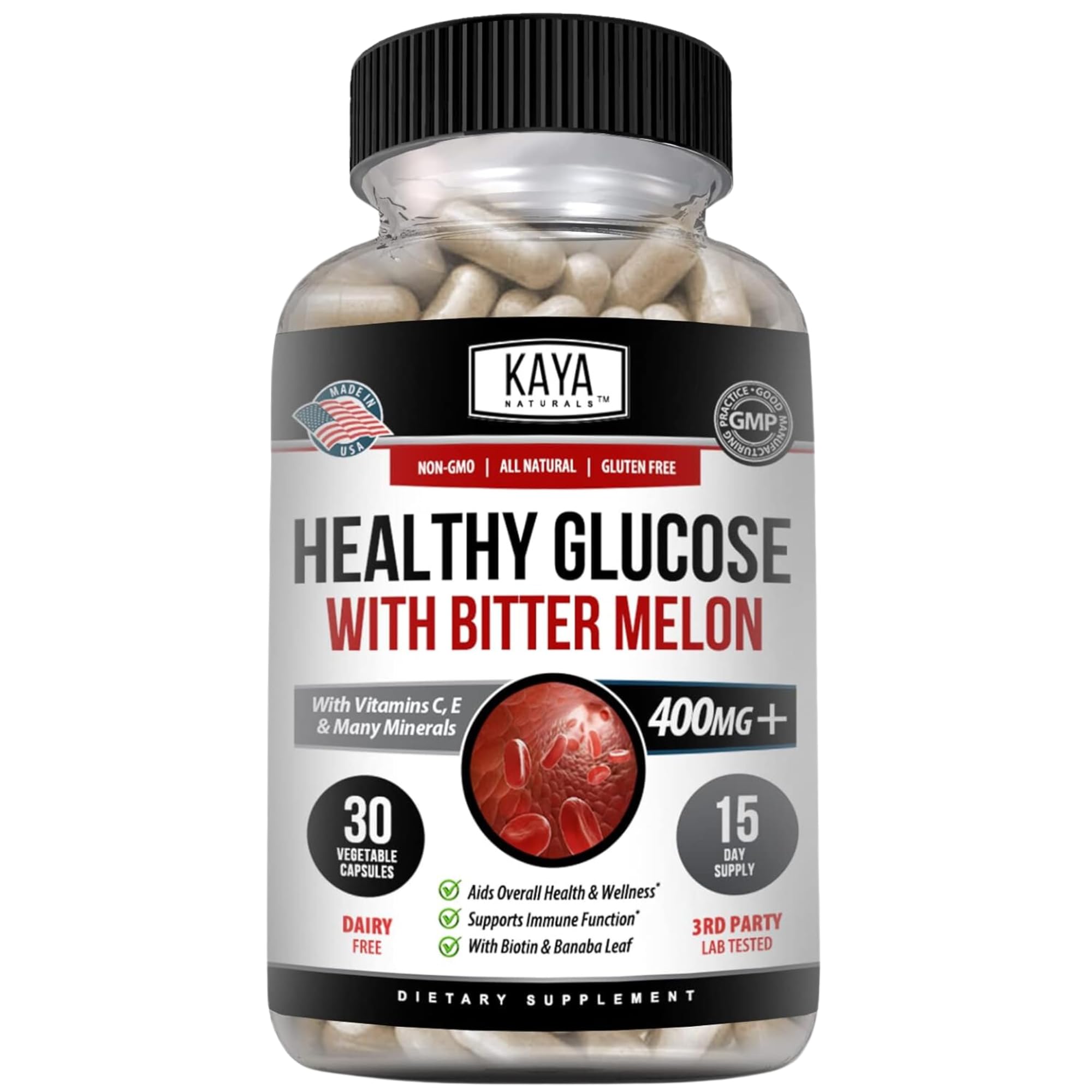 Kaya Naturals Healthy Gluco with Bittermelon Supplement | Support Healthy Levels and Function, 20 Herbs Vitamins and Minerals, Alpha Lipoic Acide, Cinnamon, Vitamin C & E, Non-GMO (30 Count) Kaya Naturals buy supplements canada