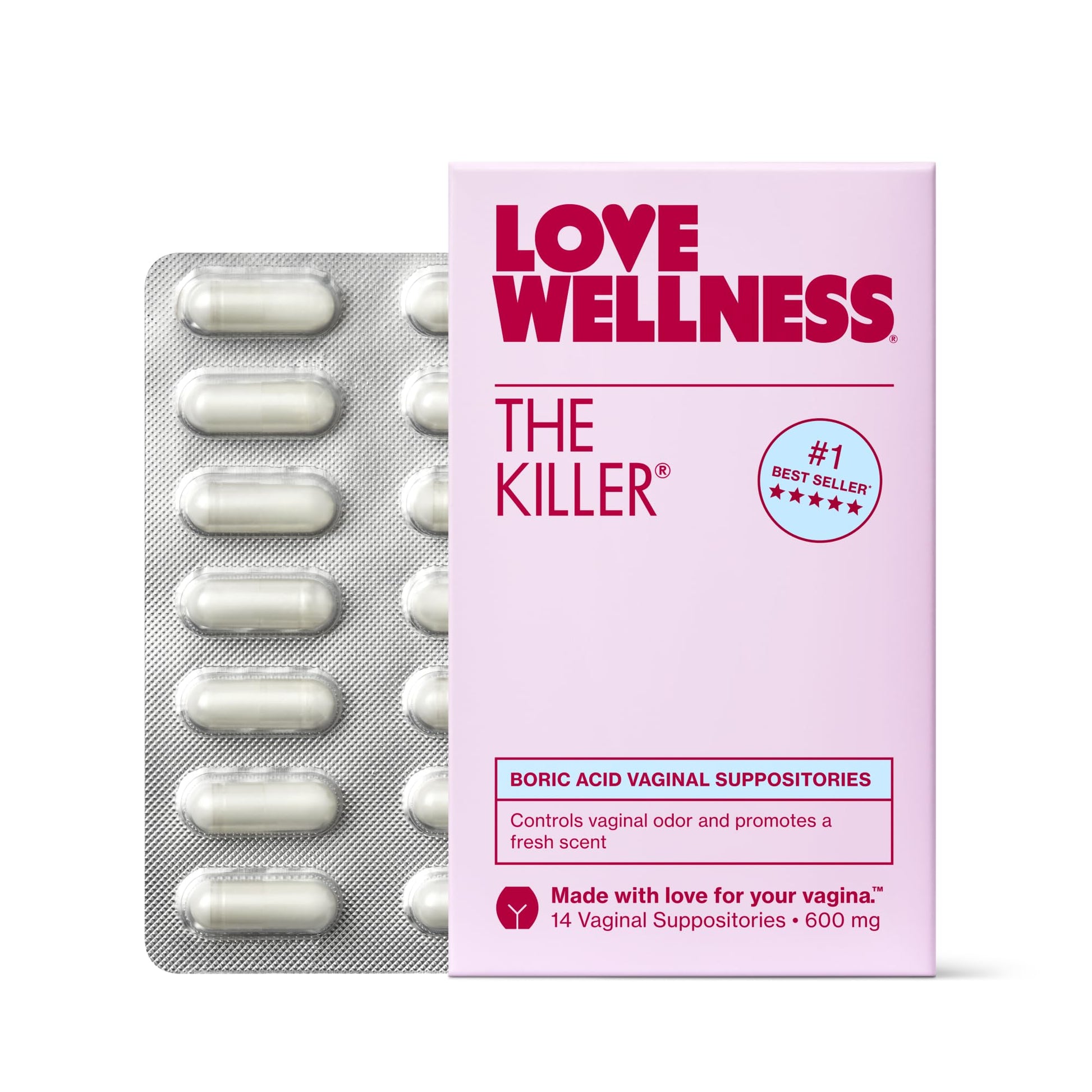 Love Wellness The Killer | Boric Acid Vaginal Suppositories | Balances pH & Supports Odor Control, a Healthy Vaginal Balance and Environment | Fast-Acting & Fragrance-Free | Gentle & Effective | 14 Ct Love Wellness buy supplements canada