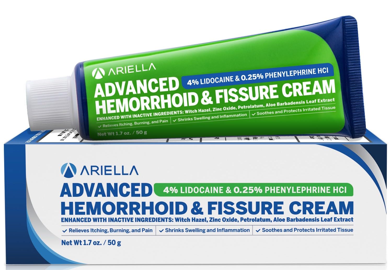 Hemorrhoid Treatment Fissure Lidocaine Cream: Advanced Numbing Ointment with Phenylephrine HCI - Fast Acting Natural Strength Soothing Relief of Pain Swelling Discomfort Itching (1.7 Oz, Witch Hazel) Ariella buy supplements canada