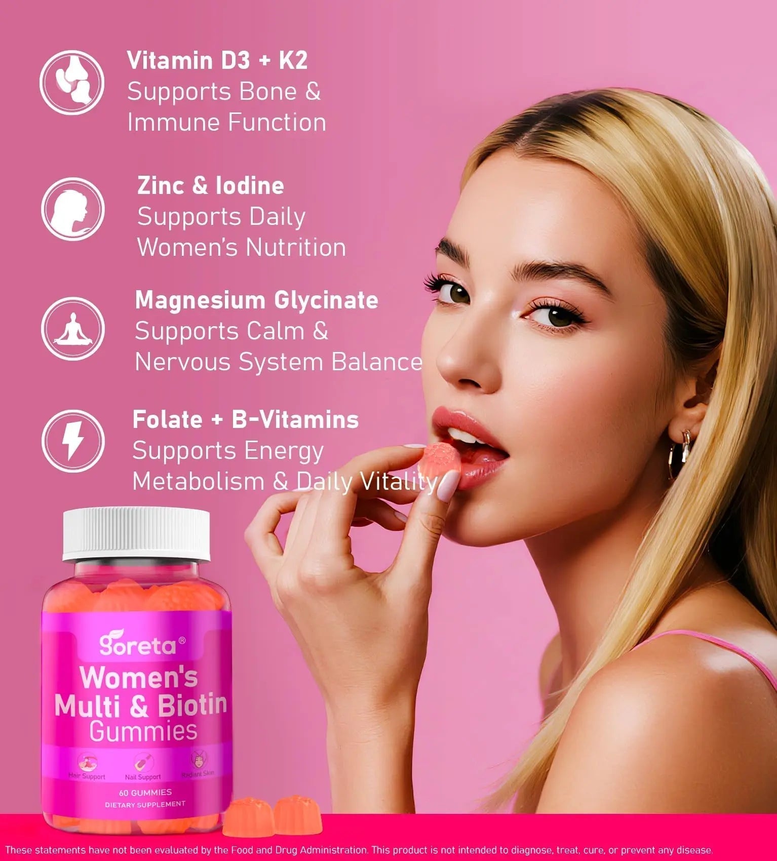 Goreta Women’s Multivitamin Gummies with Biotin 2,500 mcg – 15 Key Nutrients, Sugar-Free Mixed Berry, Pectin-Based, 60 Count Goreta buy supplements canada