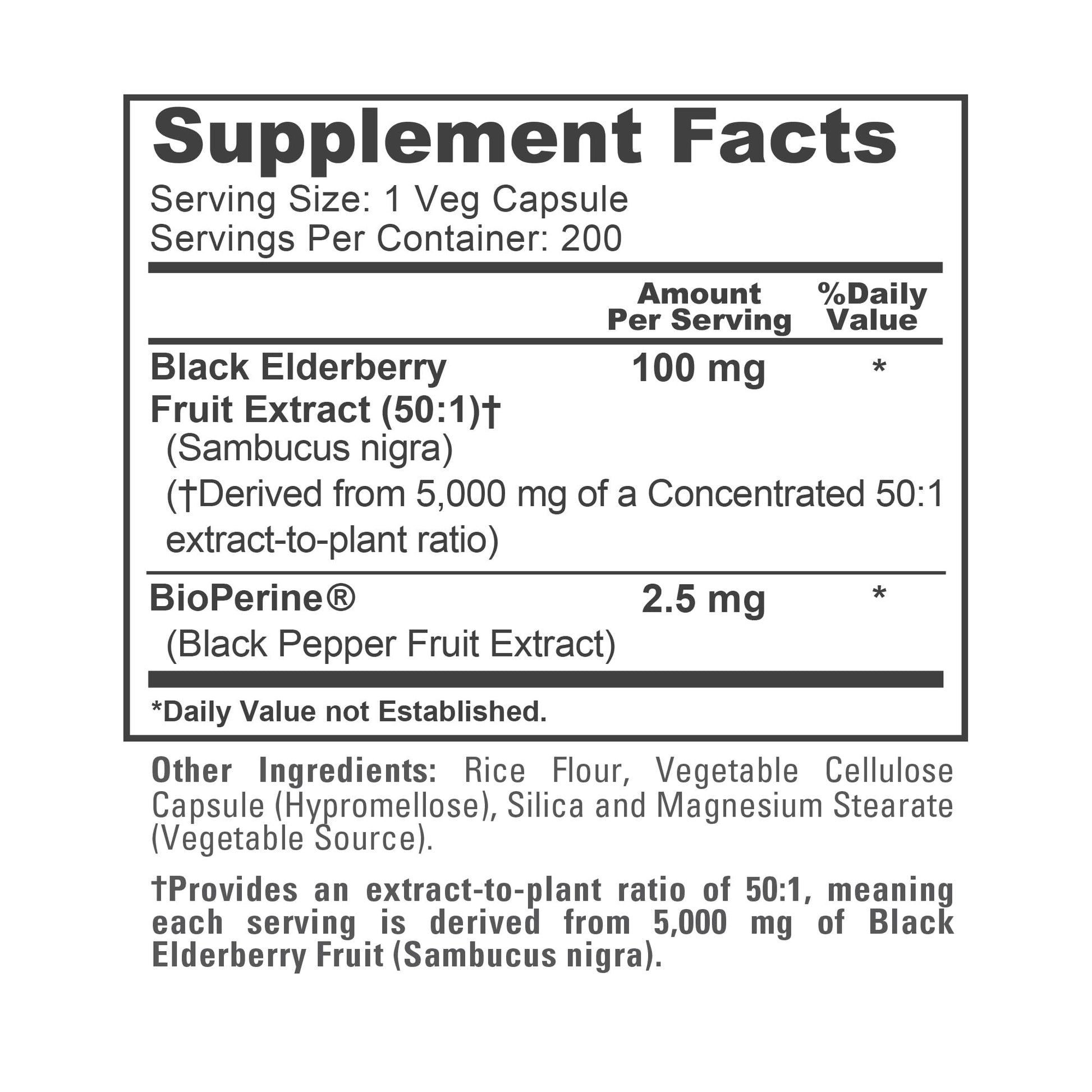 NusaPure Black Elderberry 50:1 Extract, 100 mg Equivalent to 5,000mg per Veggie Capsules, 200 Count (Vegan, Non-GMO, Bioperine) Dietary Supplement NusaPure buy supplements canada