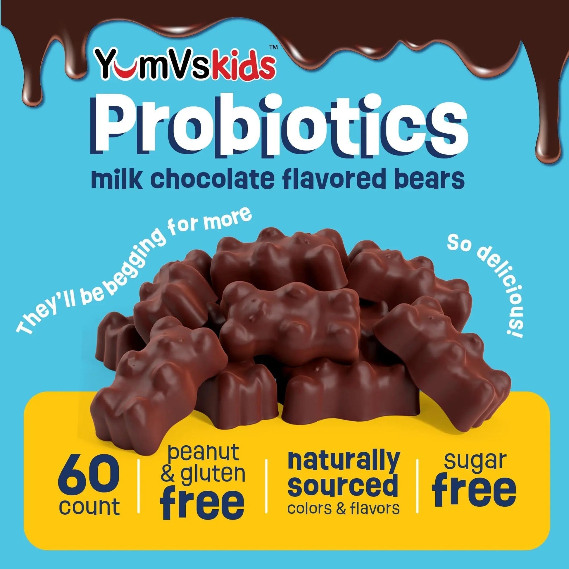 YUM-V'S Probiotics & Multivitamin Bundle for Kids – Probiotic with Prebiotic Fiber Chocolate Bears + Multivitamin & Multimineral with Iron Chewables – Digestive, Immune & Overall Health Support YUM-V'S buy supplements canada