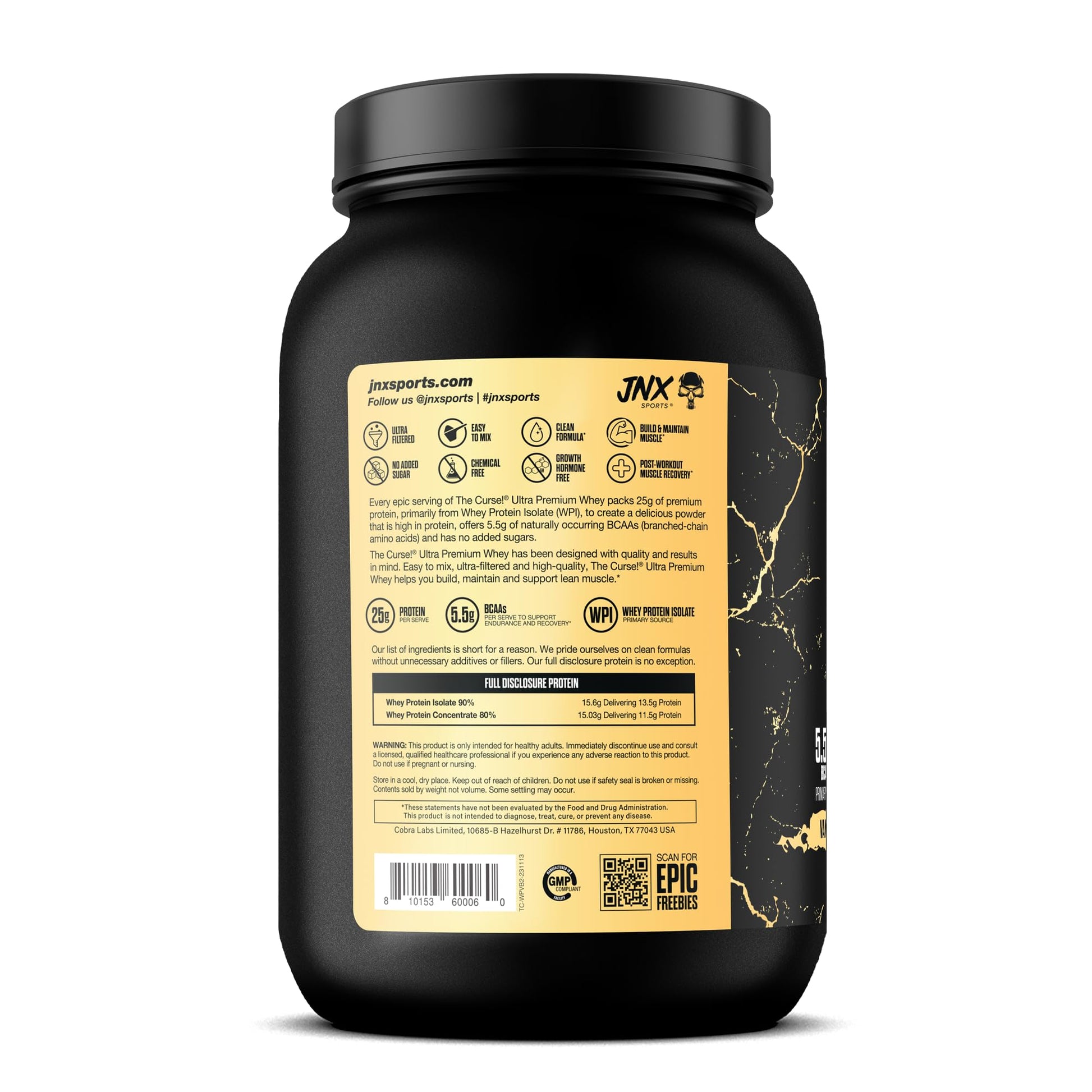 JNX SPORTS The Curse! Ultra Premium Whey Protein Powder Vanilla Bean 2lb | 25g Protein JNX SPORTS buy supplements canada