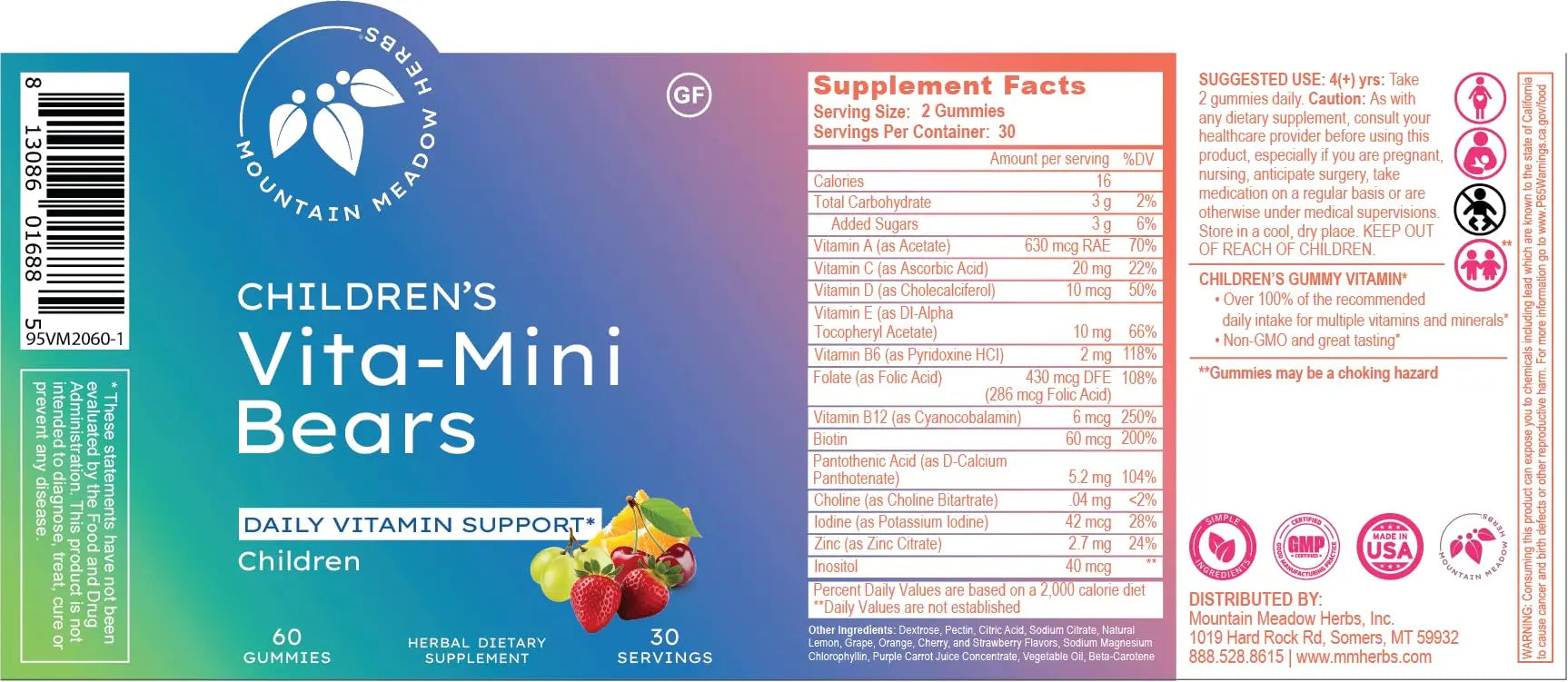 Mountain Meadow Herbs Vita-Mini Bears for Children | Multivitamin with Biotin, Folic & Pantothenic Acid, Iodin, Zinc | Mountain Meadow Herbs buy supplements canada