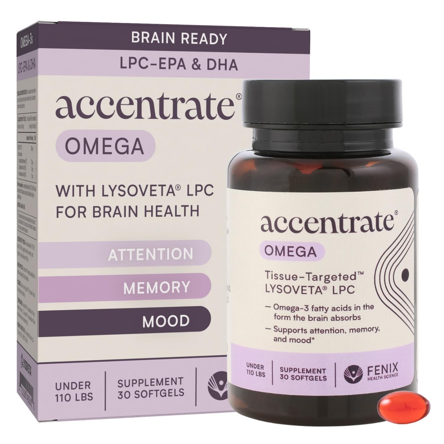 Omega w/LYSOVETA LPC | EPA & DHA Supplements for Brain Health | Focus, Attention, Memory, & Mood | 6X Higher Absorption Than Fish Oil | Omega-3 Fatty Acid Supplements | Highest Potency LPC-DHA Accentrate buy supplements canada