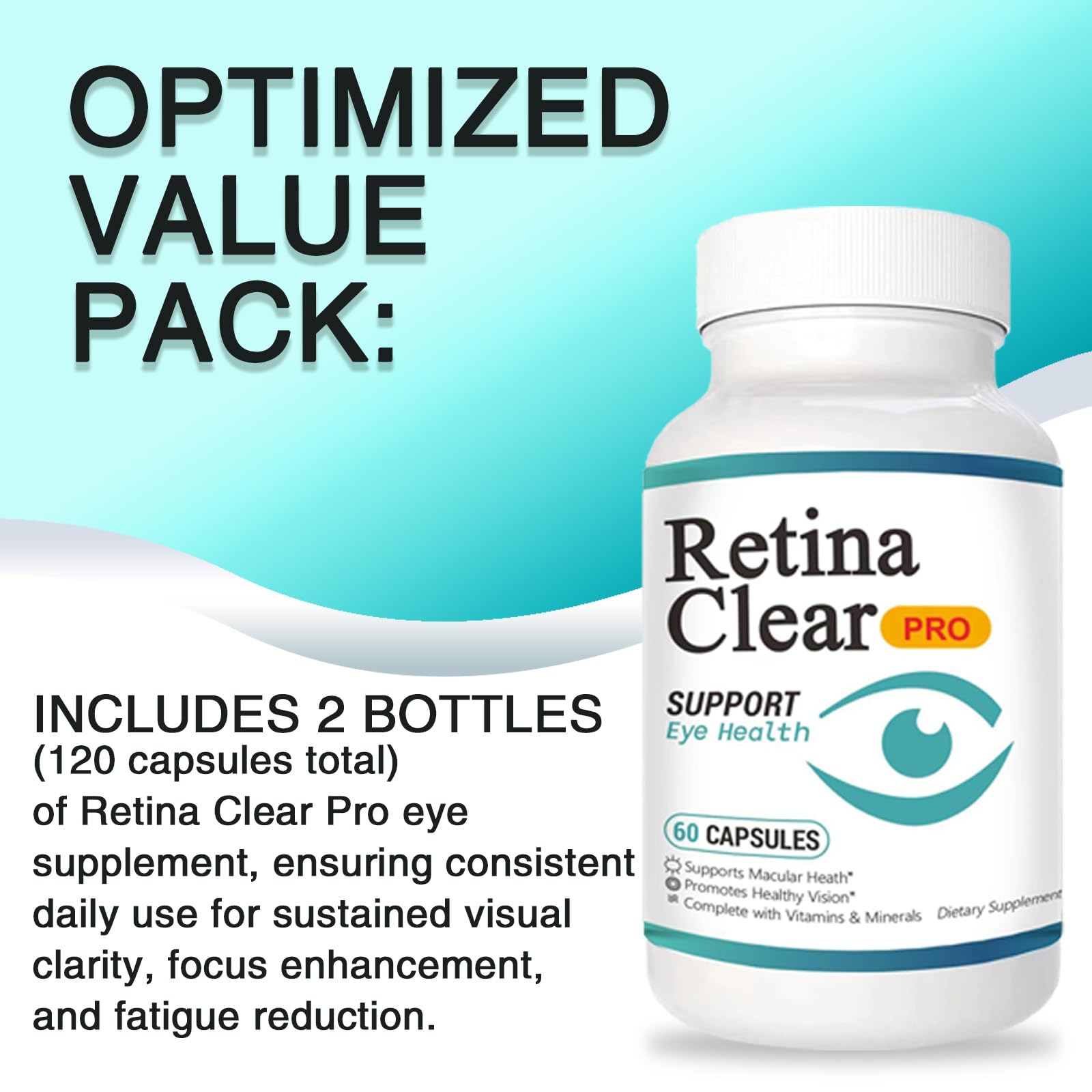 Vunexo Retina Clear Pro Eye Health Support Supplement, with Minerals and Vitamins, Lutein and Bilberry Extract Supports Visual Clarity, Eye Fatigue Relief & Focus（2PCS Vunexo buy supplements canada