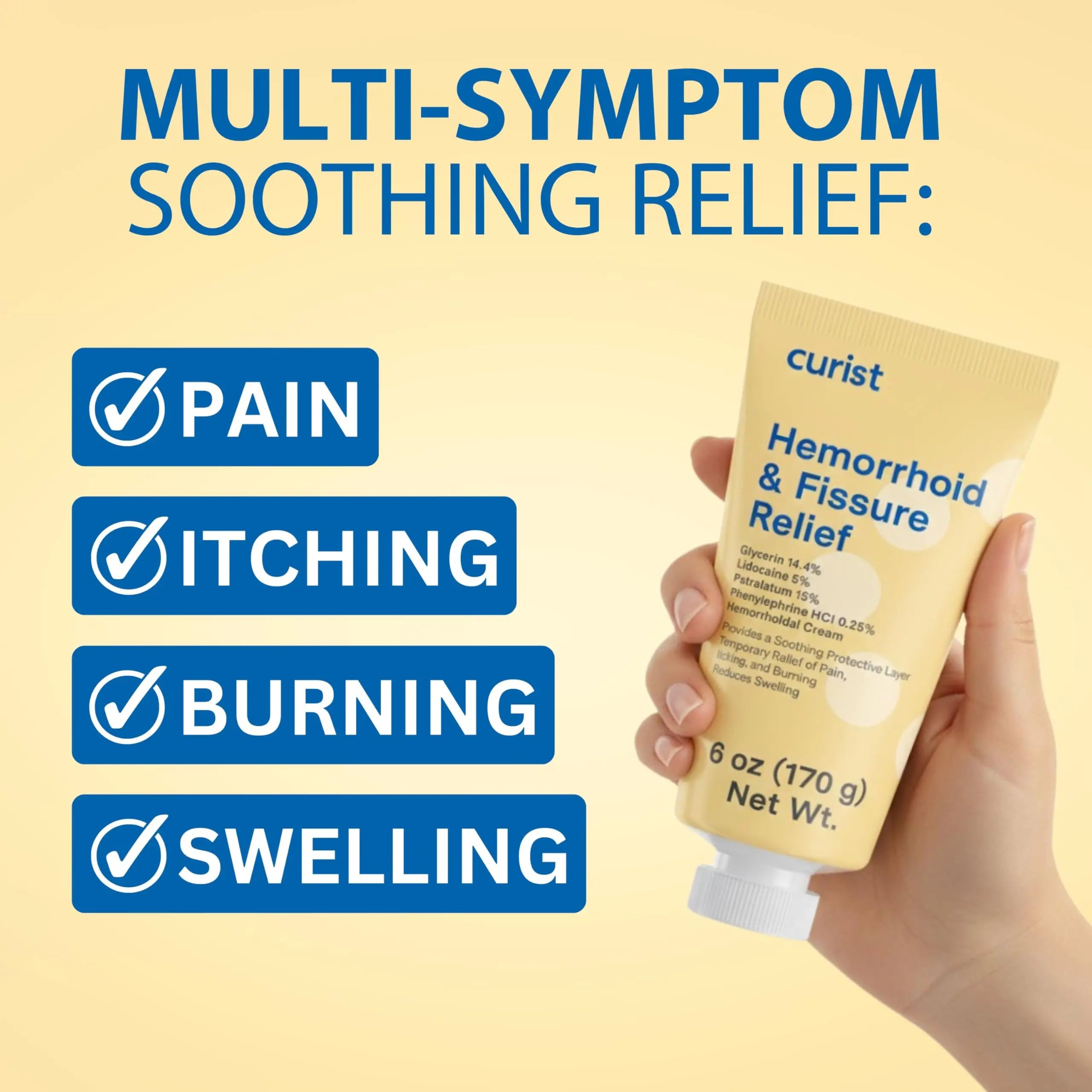 Curist Fissure and Hemorrhoid Cream with Lidocaine 5% and Phenylephrine HCl - Numbing Anal Fissure Cream Temporarily Shrinks Hemorrhoids - Reduces Itching, Swelling, & Burning - Huge Tube - 6oz Curist buy supplements canada
