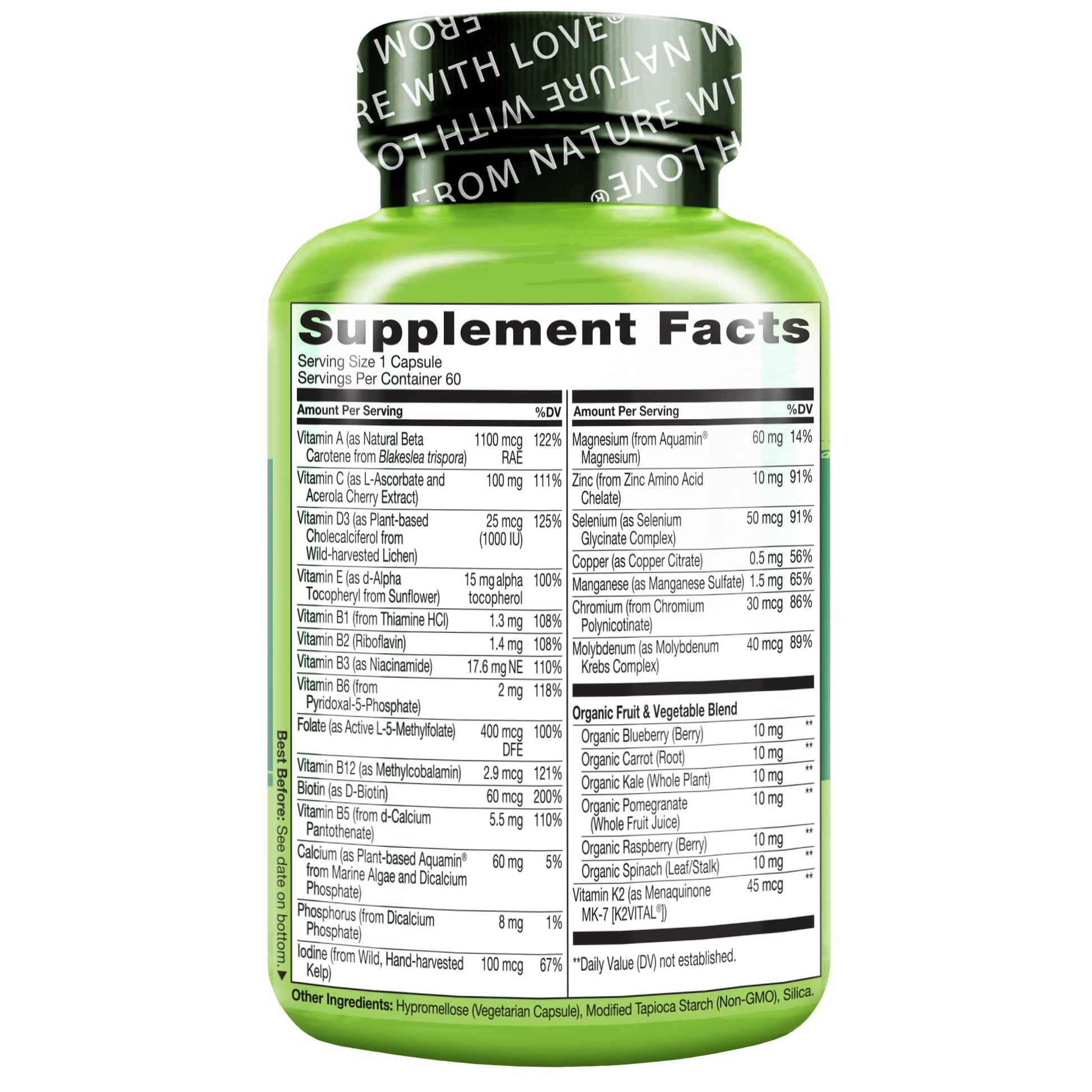 NATURELO Mens Multivitamins for Men 50+ - One Daily Multivitamin for Men with Vitamins, Minerals & Organic Whole Foods, Boost Energy & Health, Non-GMO, 60 Vegetarian Capsules NATURELO buy supplements canada
