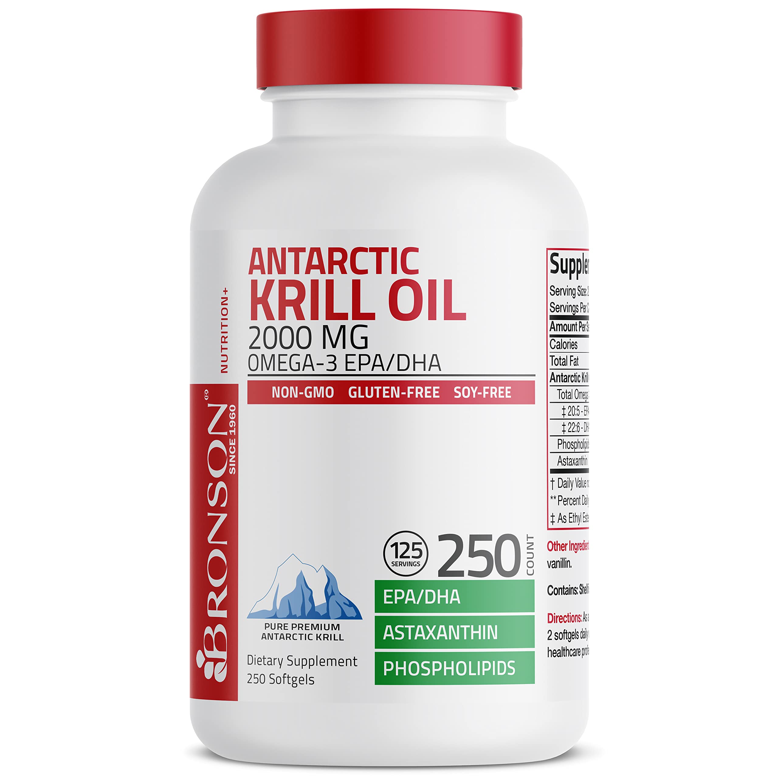 Bronson Antarctic Krill Oil 2000 mg with Omega-3s EPA, DHA, Astaxanthin and Phospholipi Bronson buy supplements canada