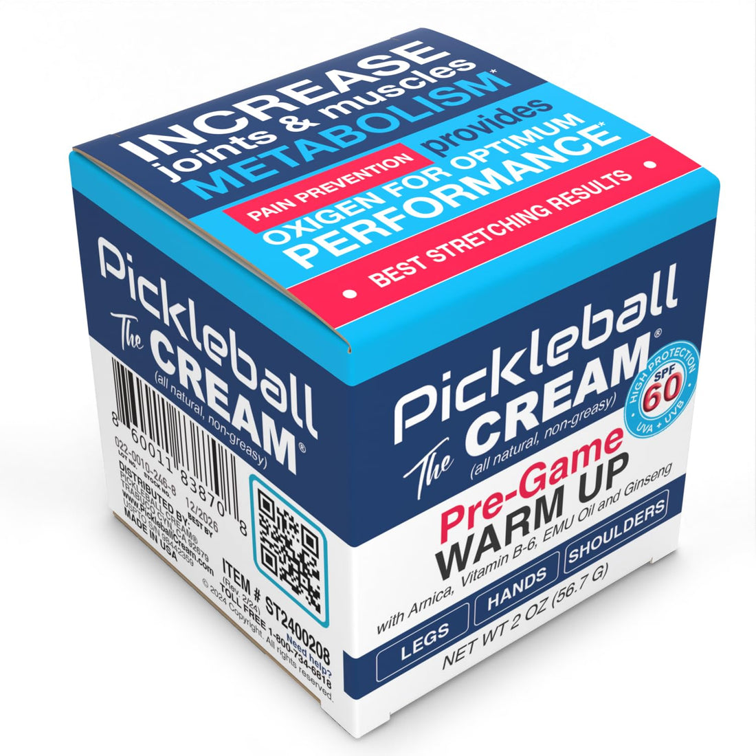 Pickleball Cream PRE-Game Warm UP SPF 60 Joint & Muscle Therapy Cream Grip Strength Pickleball Paddle Control Accurate Ball Shots Joints Muscles Metabolism Oxygen Pain Prevention Maximum Performance Pickleball Cream buy supplements canada