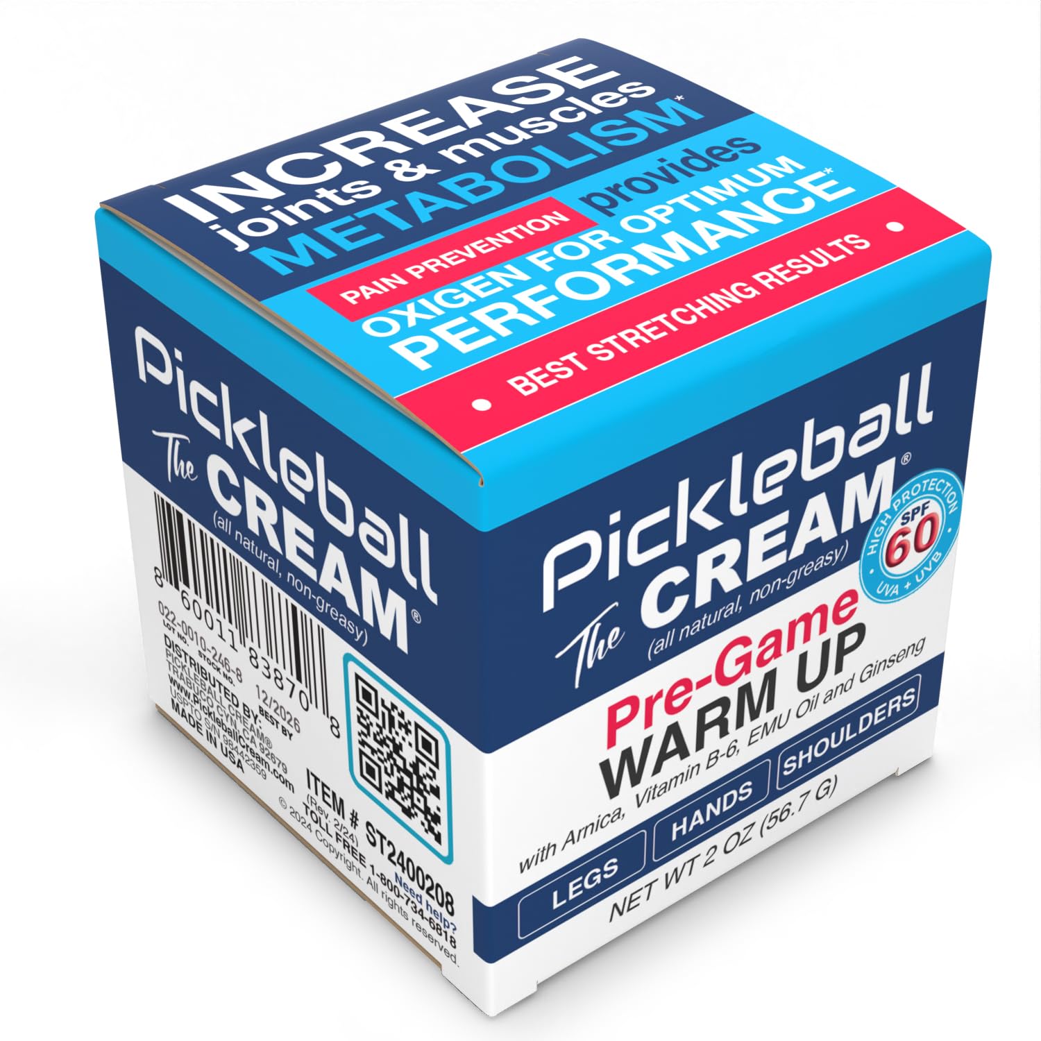 Pickleball Cream PRE-Game Warm UP SPF 60 Joint & Muscle Therapy Cream Grip Strength Pickleball Paddle Control Accurate Ball Shots Joints Muscles Metabolism Oxygen Pain Prevention Maximum Performance Pickleball Cream buy supplements canada
