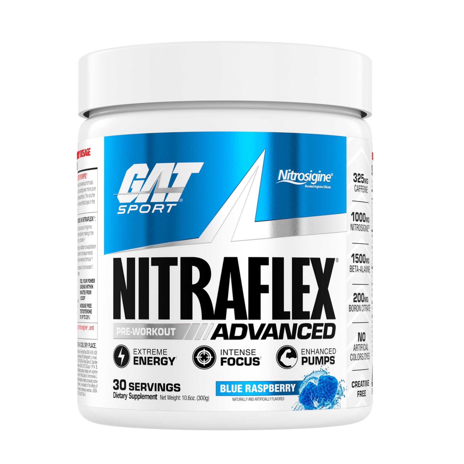 GAT SPORT Nitraflex Advanced Pre-Workout Powder, Increases Blood Flow, Boosts Strength and Energy, Improves Exercise Performance, (Blue Raspberry, 30 Servings) GAT SPORT buy supplements canada