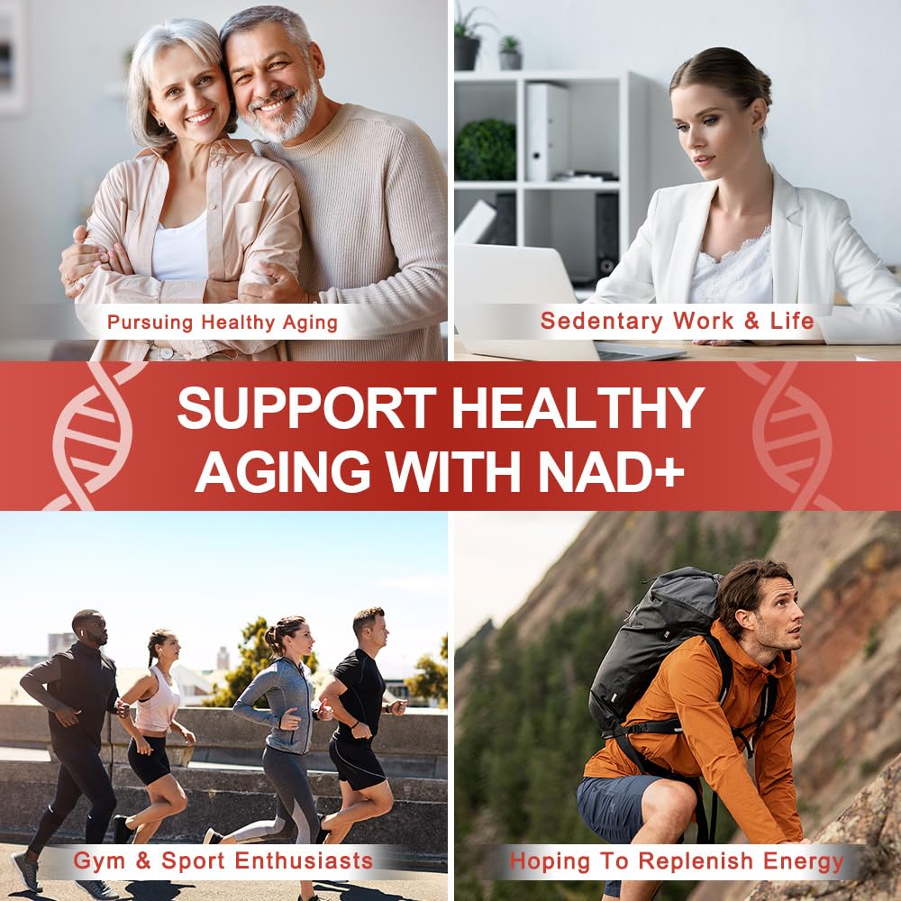 Royalee NAD Supplement 1200mg Synergistic Blend with Nicotinamide Riboside, PQQ & Resveratrol - Premium Anti-Aging Supplement for Cellular Energy, Mental Clarity and Longevity (30 Packets)1 Royalee buy supplements canada