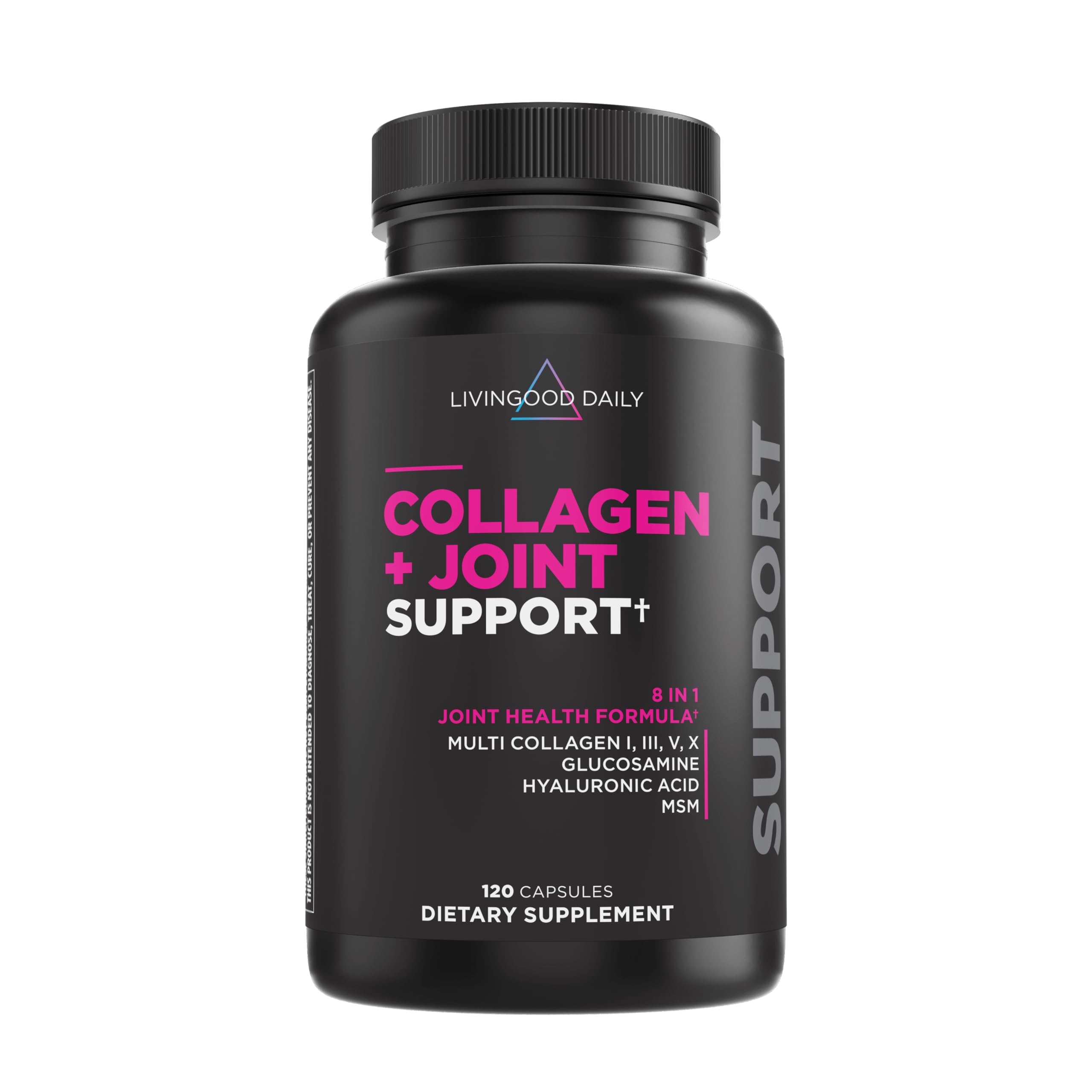 Livingood Daily Collagen + Joint Support, Grass Fed Multi Collagen Peptides I III V X with Hyaluronic Acid, Joint Support Supplement for Women & Men, Hair Skin Nails, Keto & Gluten Free, 120 Capsules Livingood Daily buy supplements canada