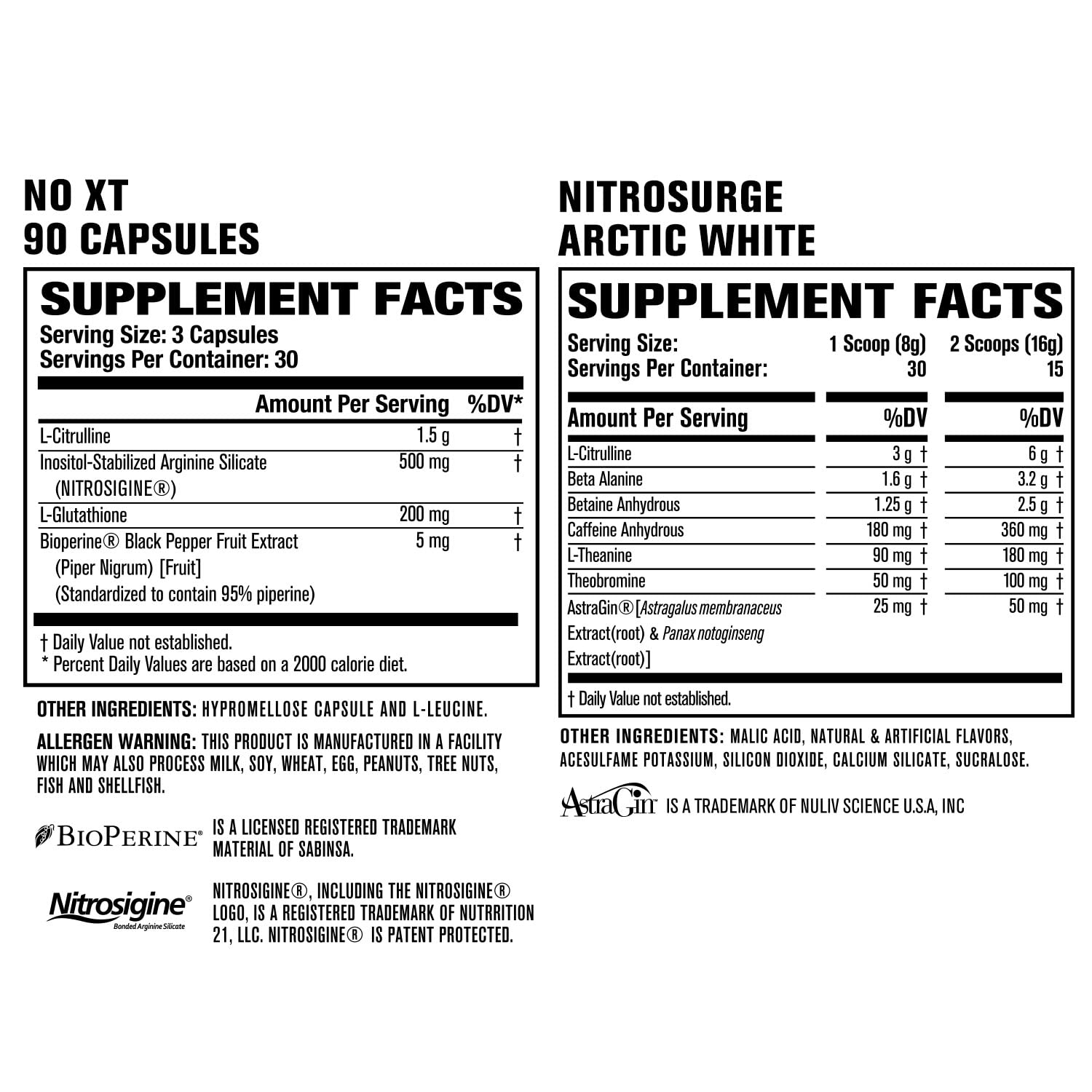 Jacked Factory Nitrosurge Pre-Workout in Arctic White & N.O. XT Nitric Oxide Booster Jacked Factory buy supplements canada