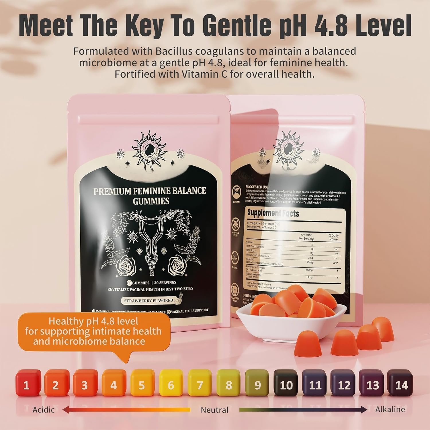 NIUSISE Feminine Balance Gummies, Premium Balance Supplement for Women PH Health, Immune Support, Vegan, Gluten-Free - Hawaiian Pineapple - 120 Gummies - 60 Servings 2 Pack. NIUSISE buy supplements canada