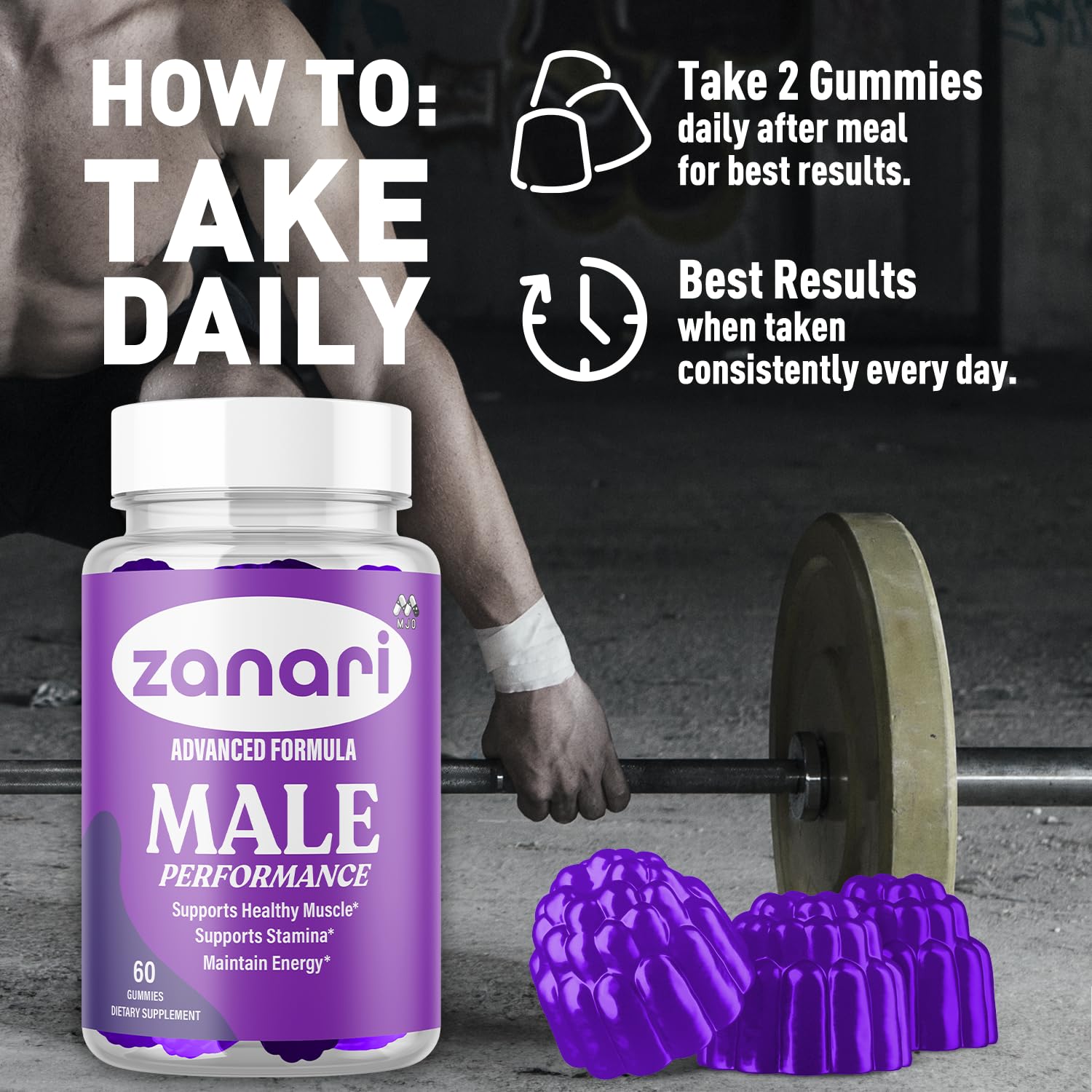 Zanari Gummies, Official Zanari Gummys for Men with All Natural Ingredients, Advanced Formula for Optimal Health & Total Wellness Support with Maximum Strength Active Lifestyle Vitamins (60 Gummies) MJO buy supplements canada