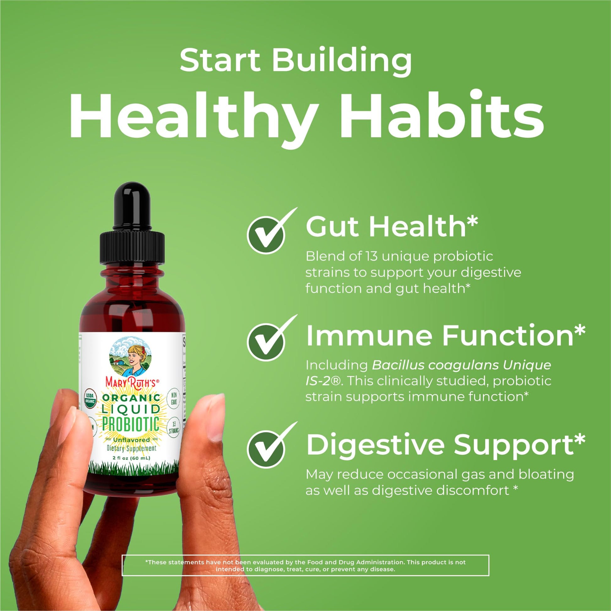 MaryRuth Organics Liquid Probiotic for Ages 4+ | 2 Billion CFU | 13 Probiotic Strains | Gut Health & Digestive Support | Gas & Bloating Support | Vegan | Gluten Free | Travel-Friendly | 20 Servings MARYRUTH'S buy supplements canada