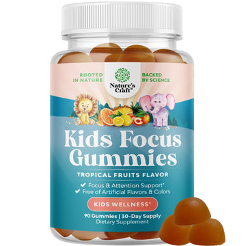 Kids Focus Gummies - Nootropics Brain Support Supplement for Kids with Green Tea Extract, B6 & B12 Vitamins for Memory and Brain Focus - Herbal Concentration Chews for Children - 90 Count Natures Craft buy supplements canada