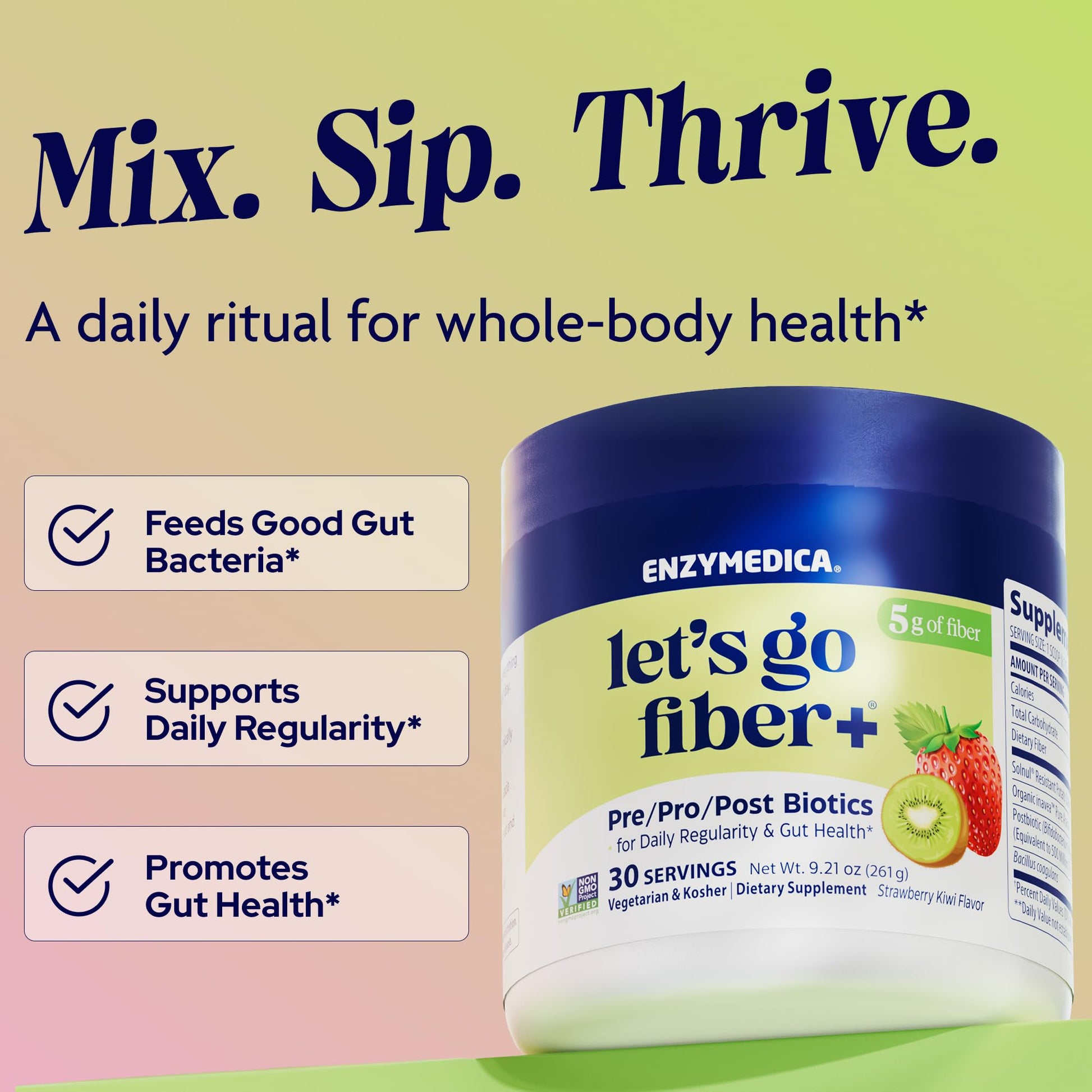 Enzymedica, Let’s Go Fiber+ Strawberry & Kiwi, Prebiotics & Probiotics, Postbiotic, Soluble Fiber for Gut Health, Regularity, Powder for Men & Women, Sugar-Free, 30 Servings Enzymedica buy supplements canada