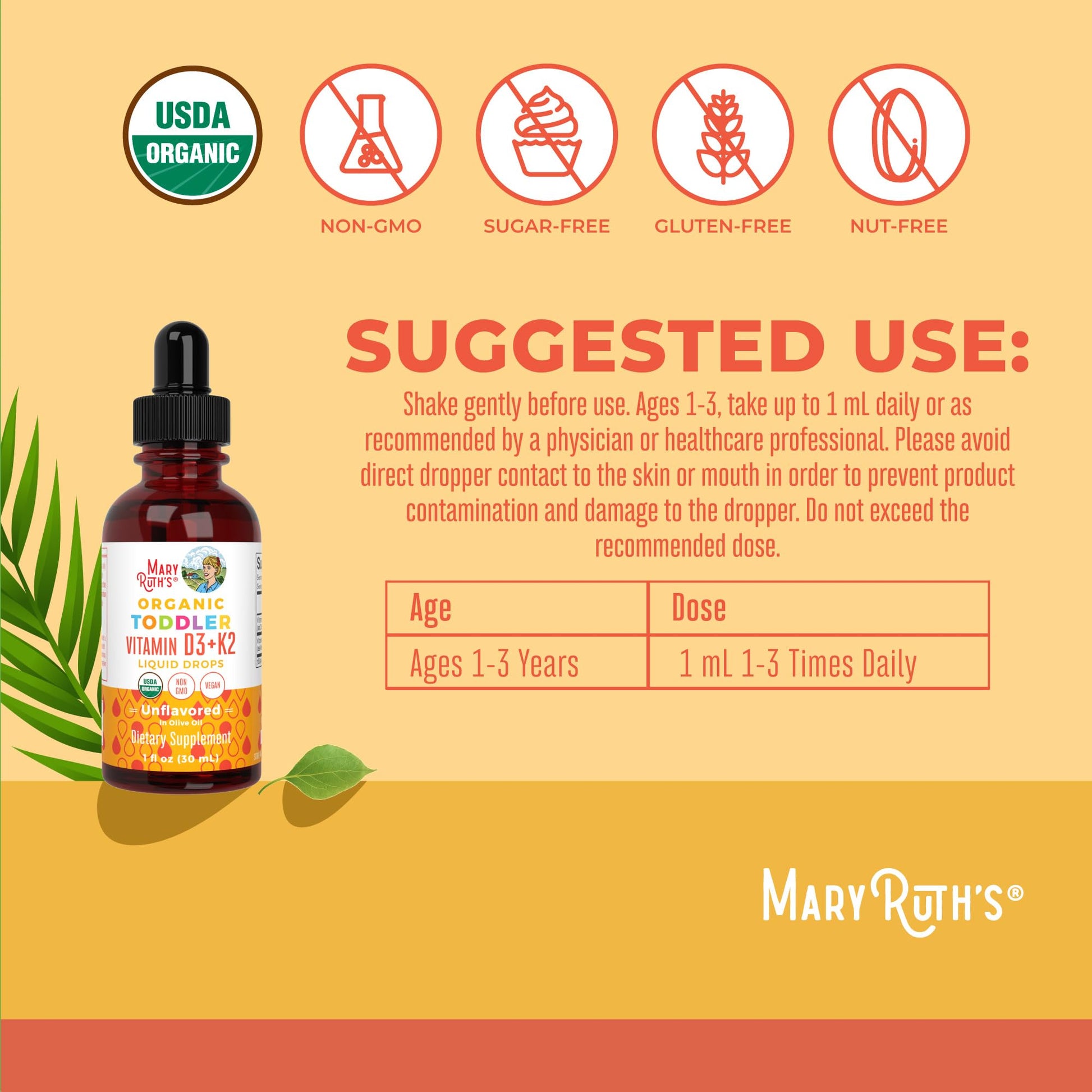 MARYRUTH'S Organics Vitamin D3 | Vitamin K2 | Vitamin D3 K2 Drops | K2 D3 Vitamin Liquid Supplement for Toddlers | Kids Supplement for Calcium Absorption MARYRUTH'S buy supplements canada