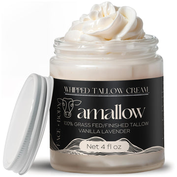 Amallow 100% Grass Fed Beef Tallow for Skin Care - Face + Body - Whipped Moisturizer - Natural Lotion, 4 FL. oz. (Vanilla Lavender) Amallow buy supplements canada